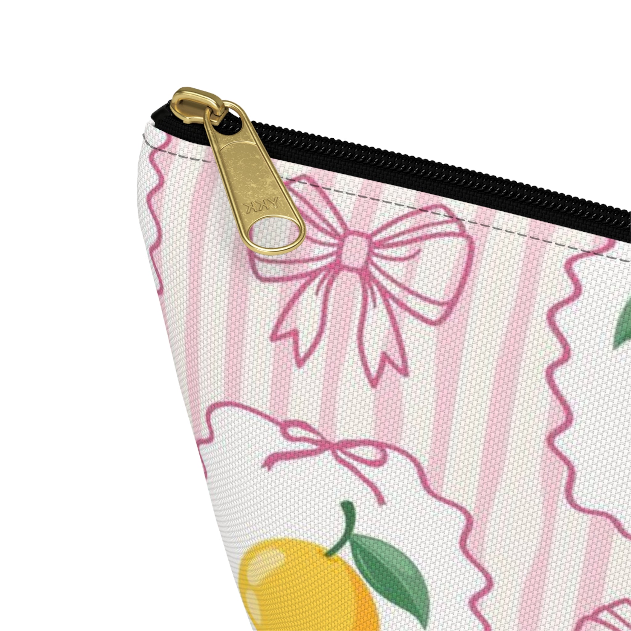 Lemon Bow Pattern Accessory Pouch | T-Bottom Cosmetic Bag