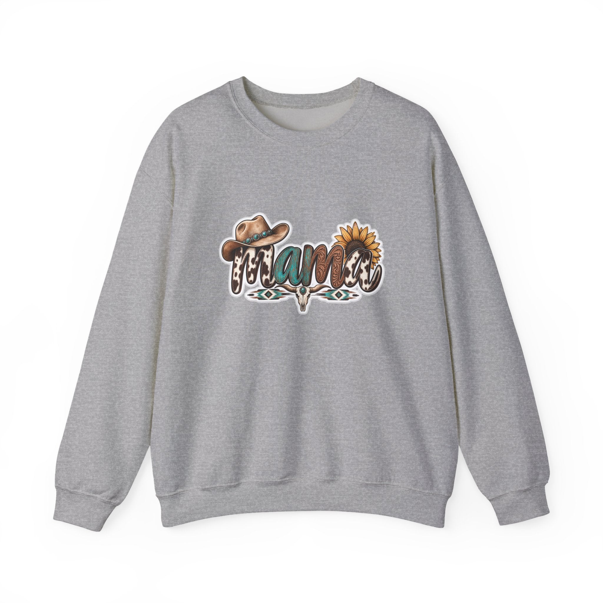 Mama Western script with cowboy hat and sunflower Sweatshirt | Southwestern ranch style