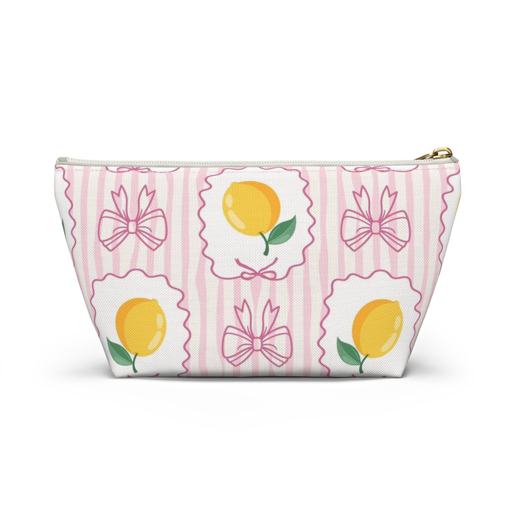 Lemon Bow Pattern Accessory Pouch | T-Bottom Cosmetic Bag