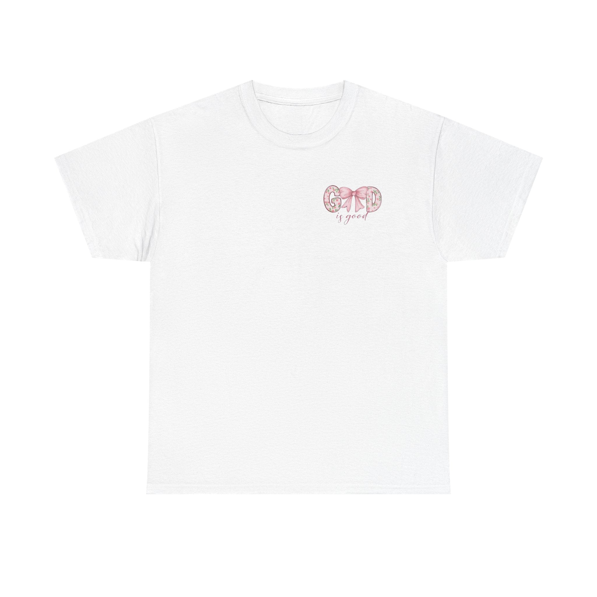 God Is Good Floral Tee — Pink Bow Christian Faith T-Shirt