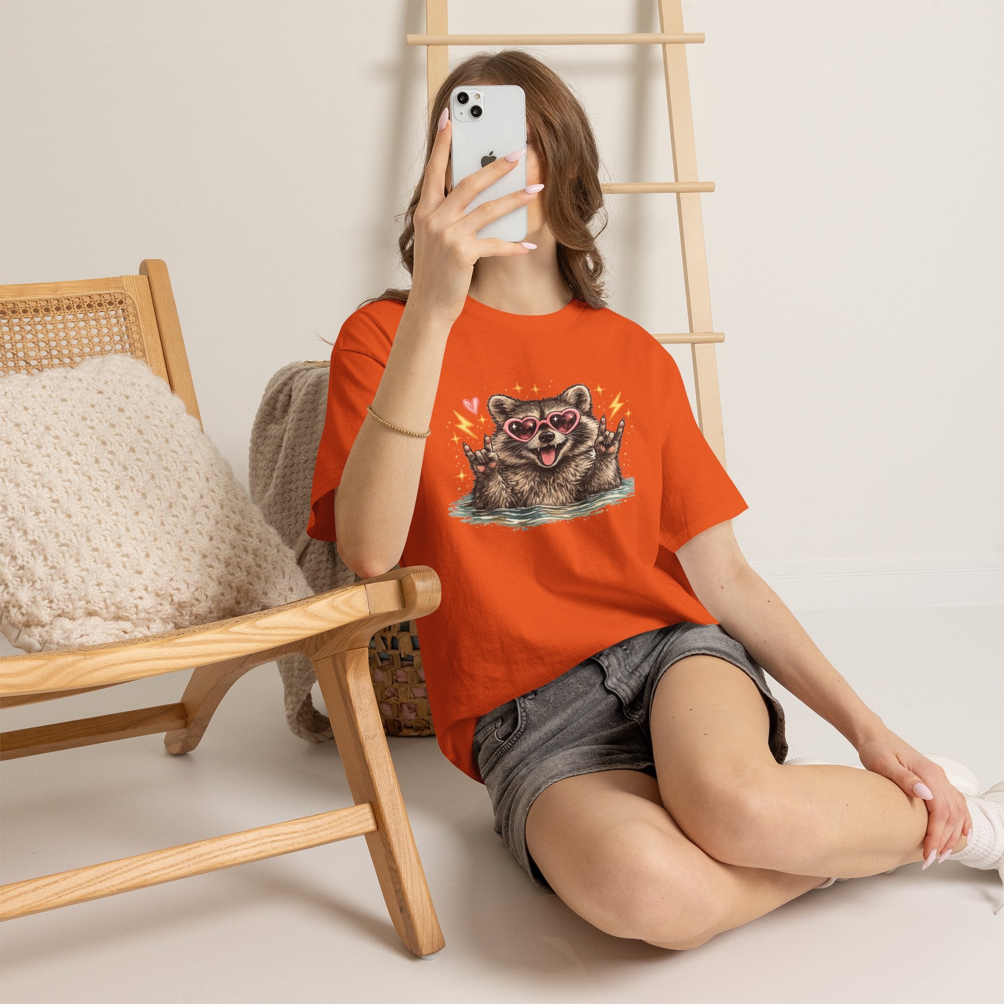 Raccoon Heart Sunglasses Tee — Cute Retro Animal Graphic T-Shirt