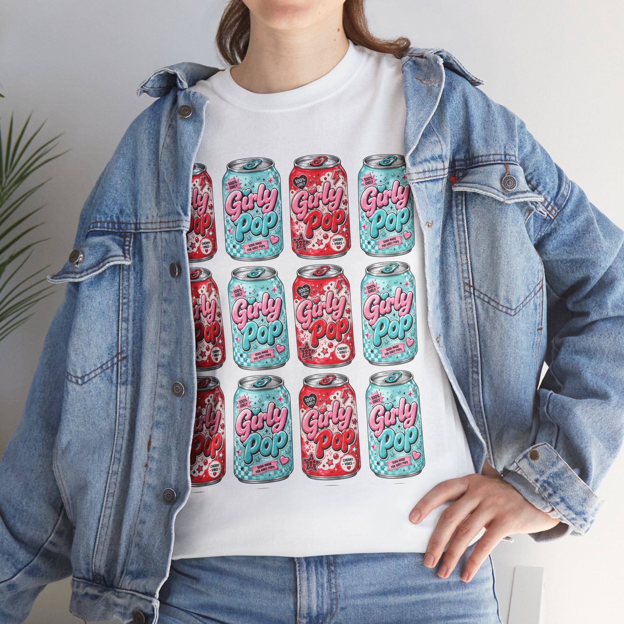 Girly Pop Soda Cans T-Shirt | Retro Soda Can Pattern