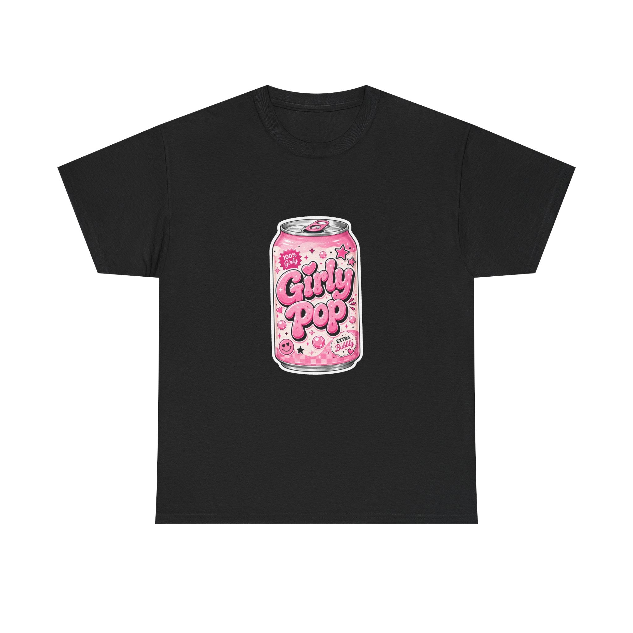 Girly Pop Soda Can T-Shirt | Pink Retro Bubble Drink Illustration