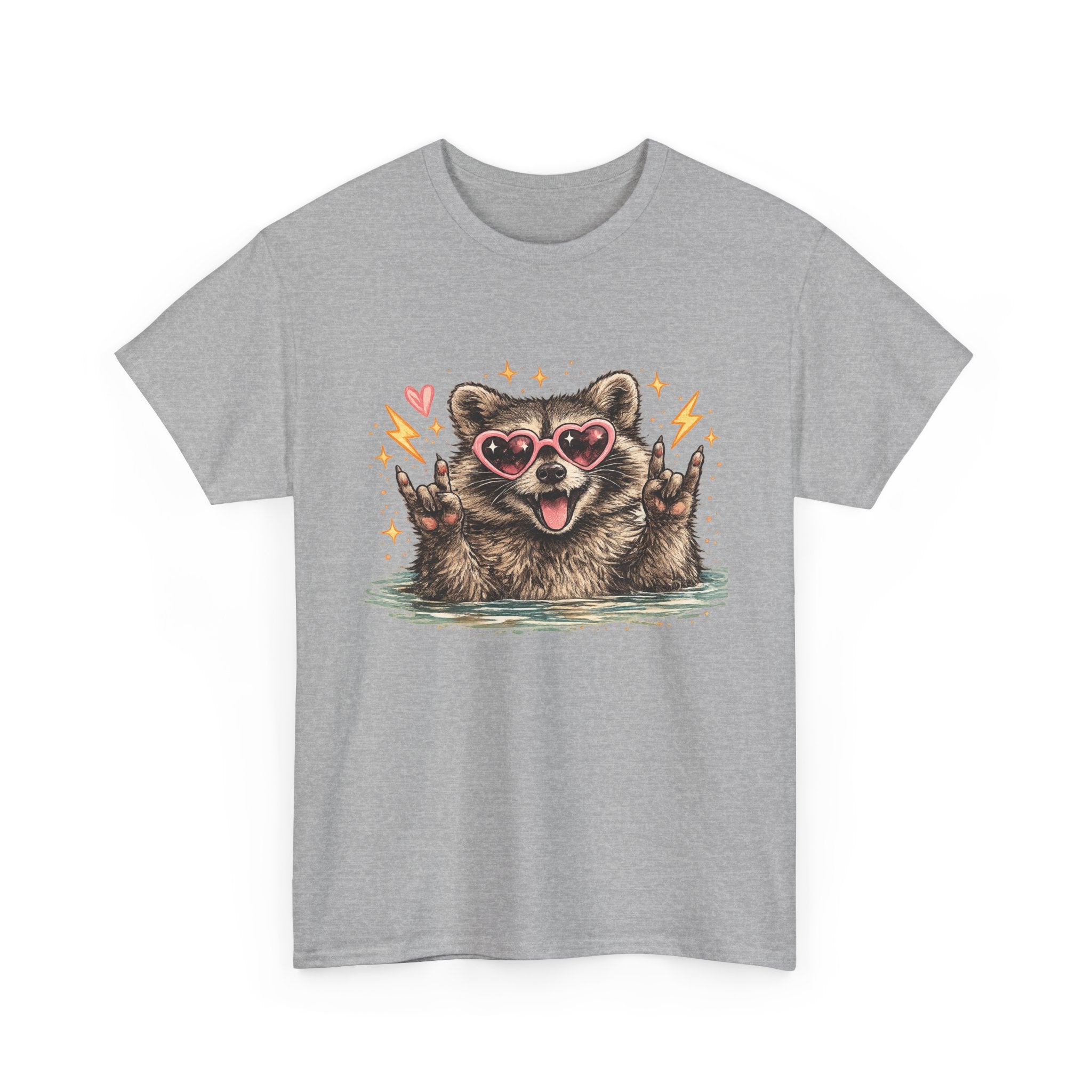 Raccoon Heart Sunglasses Tee — Cute Retro Animal Graphic T-Shirt