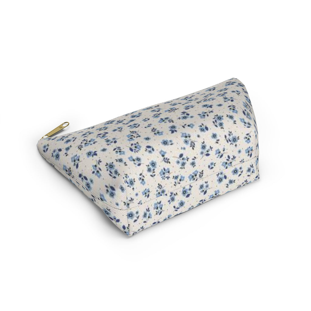 Blue Floral Pattern Accessory Pouch