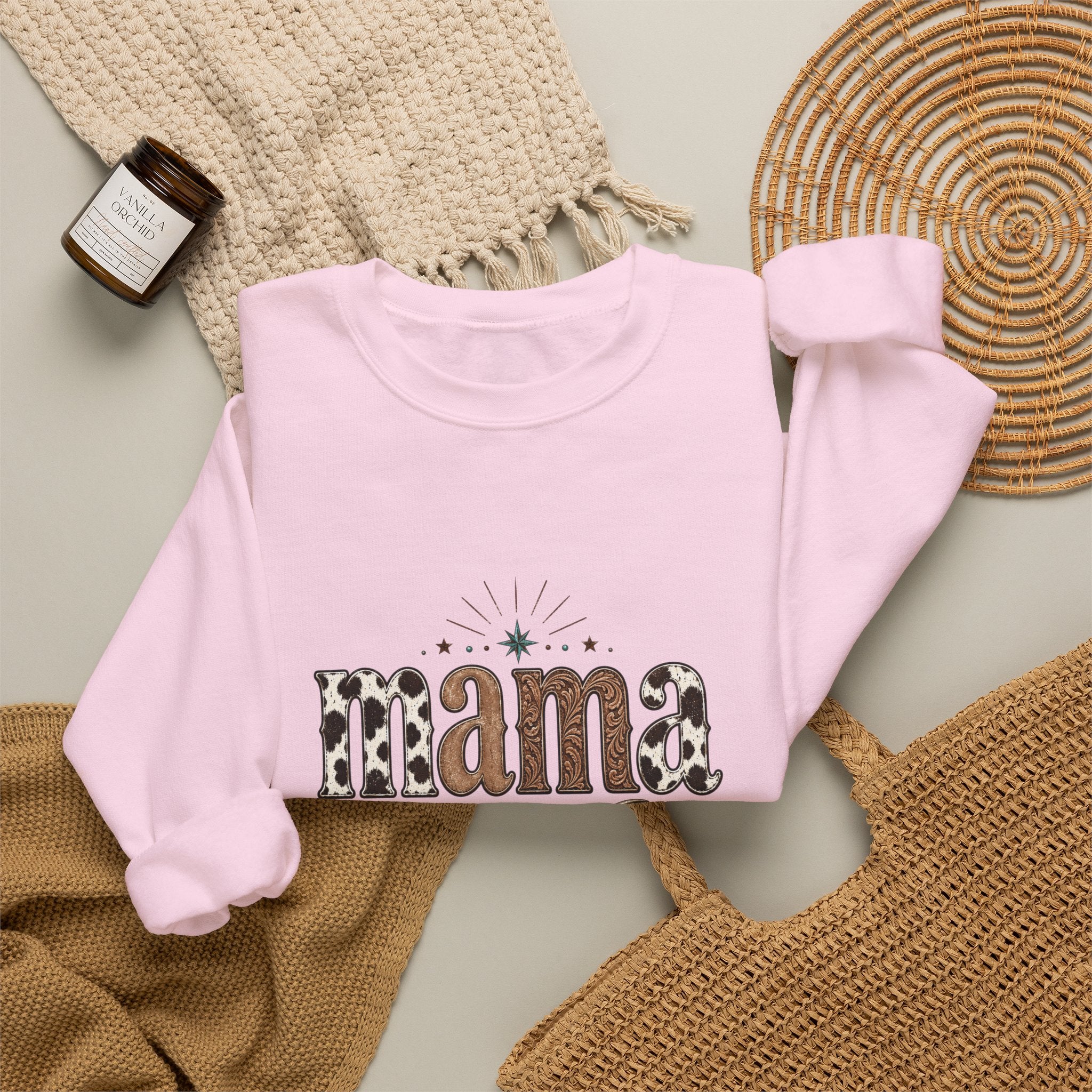 Mama Southwestern Skull sweatshirt | Cowhide Lettering, Turquoise Accents