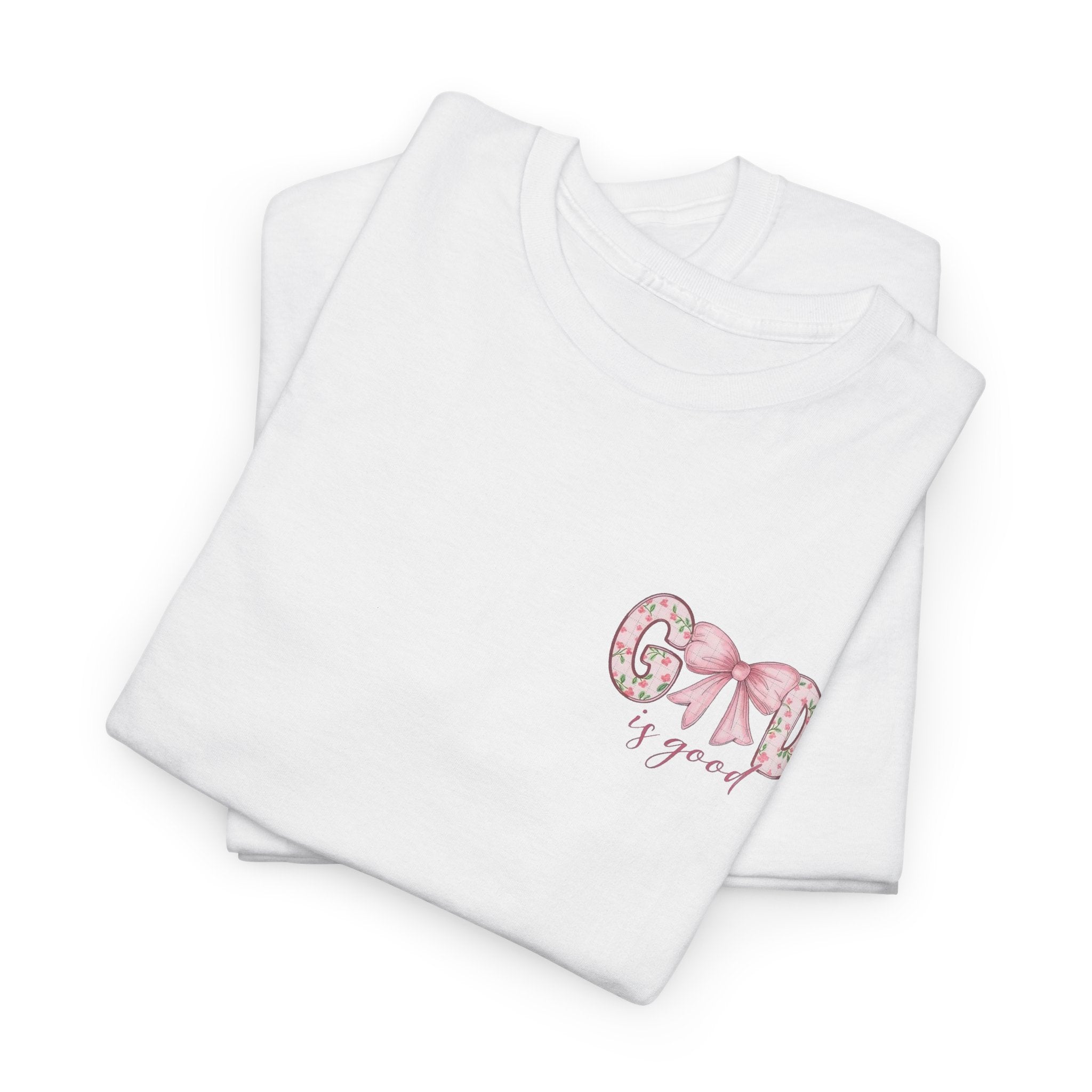 God Is Good Floral Tee — Pink Bow Christian Faith T-Shirt