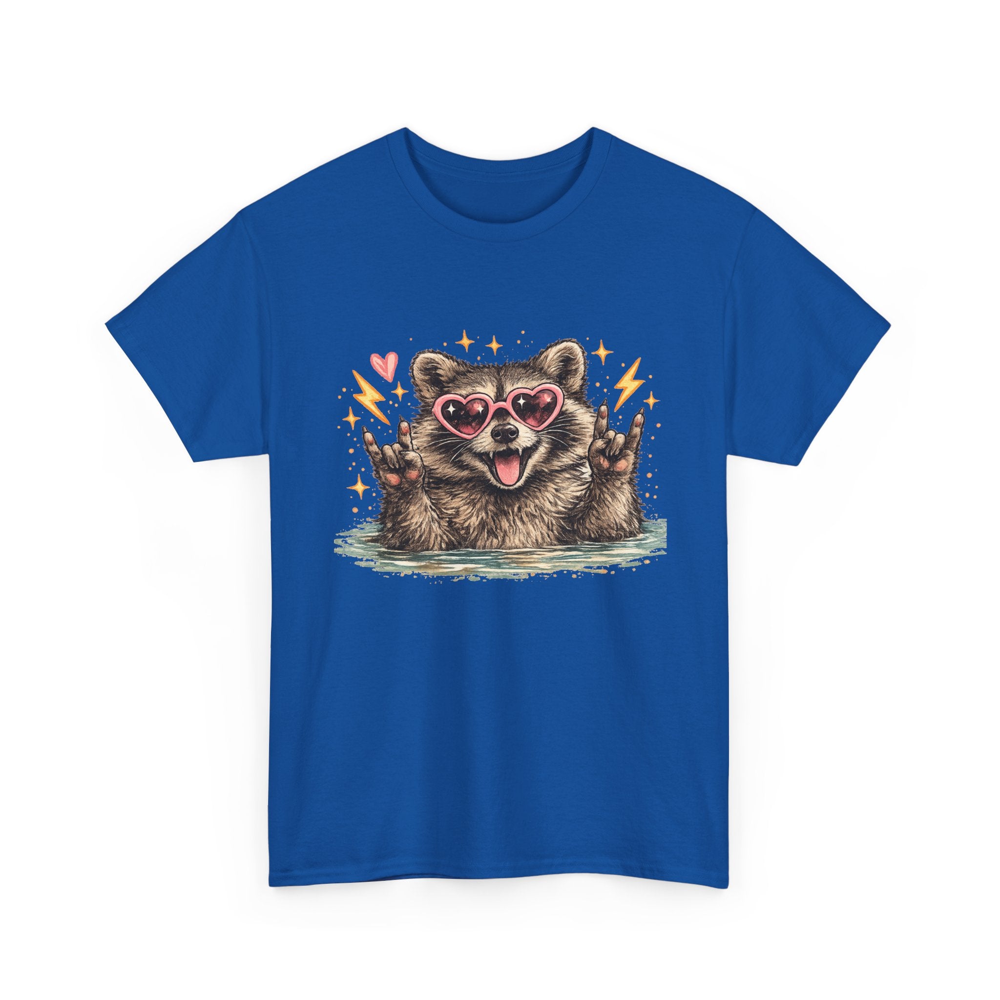 Raccoon Heart Sunglasses Tee — Cute Retro Animal Graphic T-Shirt