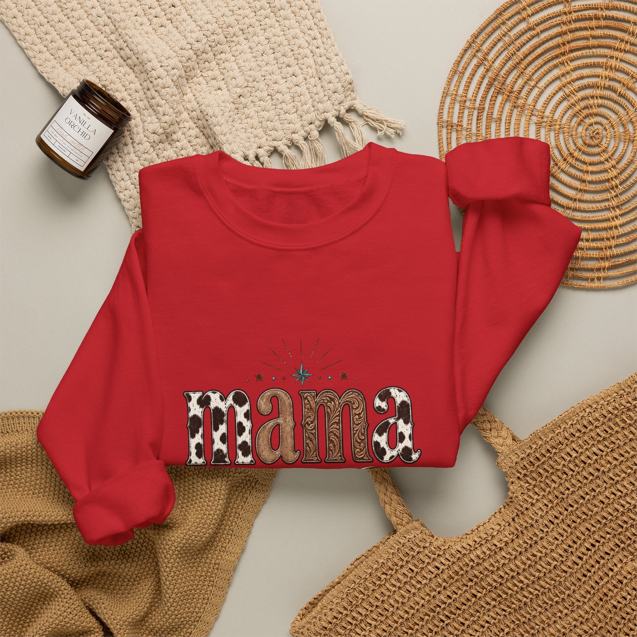 Mama Southwestern Skull sweatshirt | Cowhide Lettering, Turquoise Accents