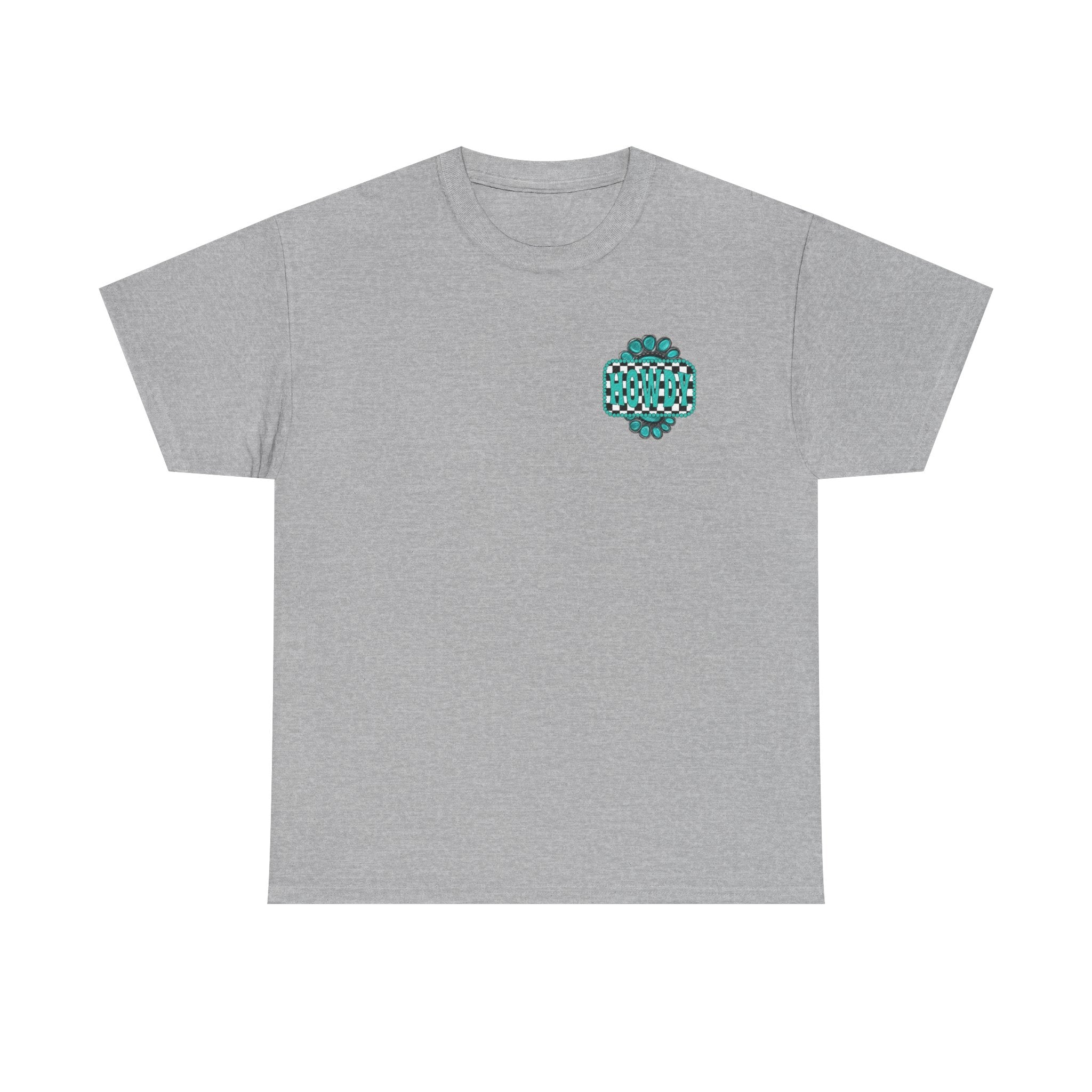 Howdy Checkerboard T-Shirt | Southwestern Turquoise Graphic