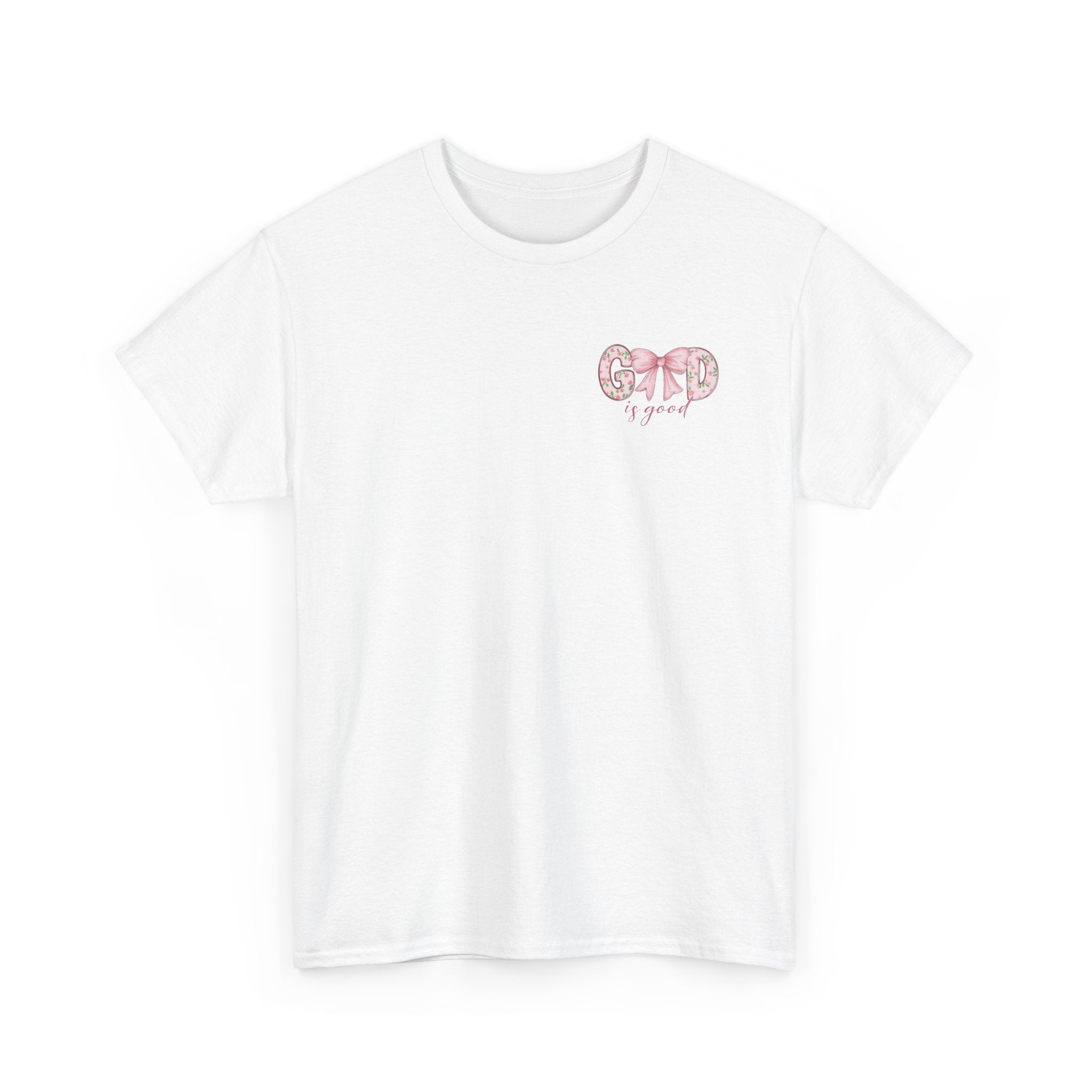 God Is Good Floral Tee — Pink Bow Christian Faith T-Shirt