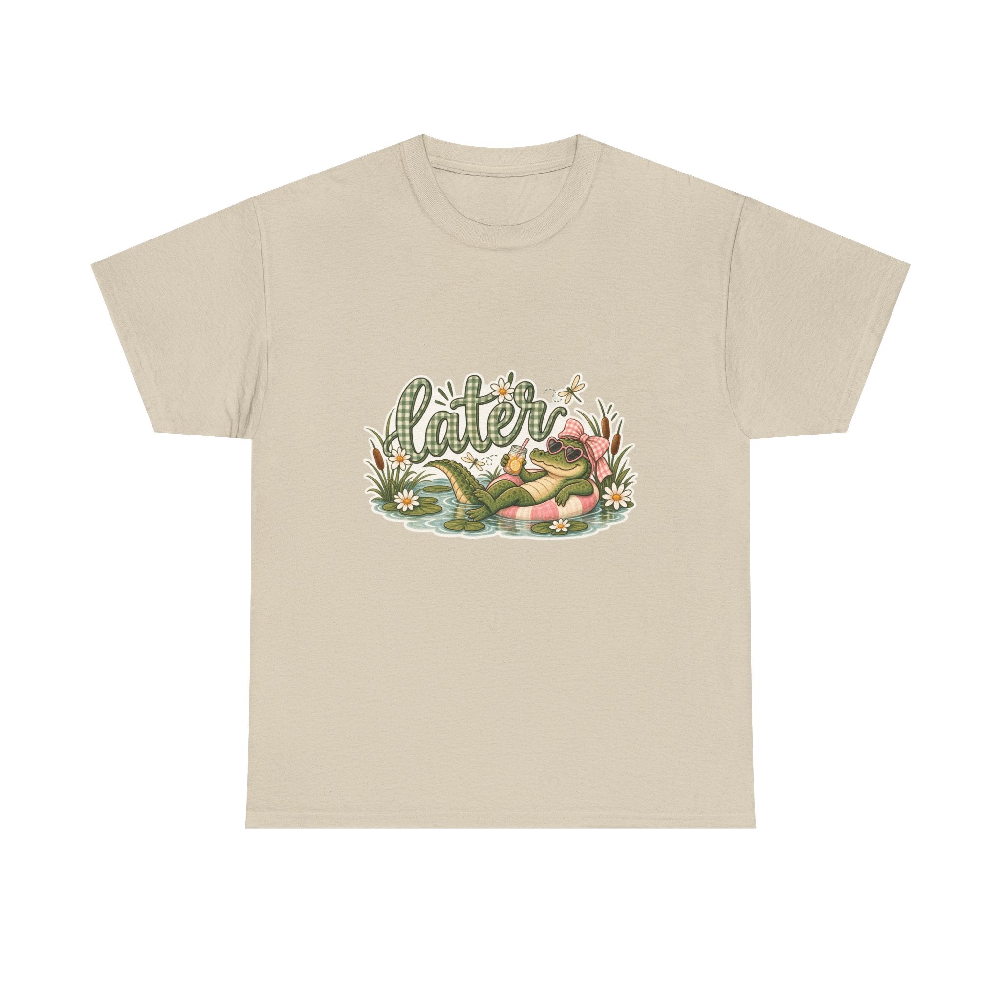Later Gator Graphic Tee | Relaxing Alligator Illustration, Floral Nature Design