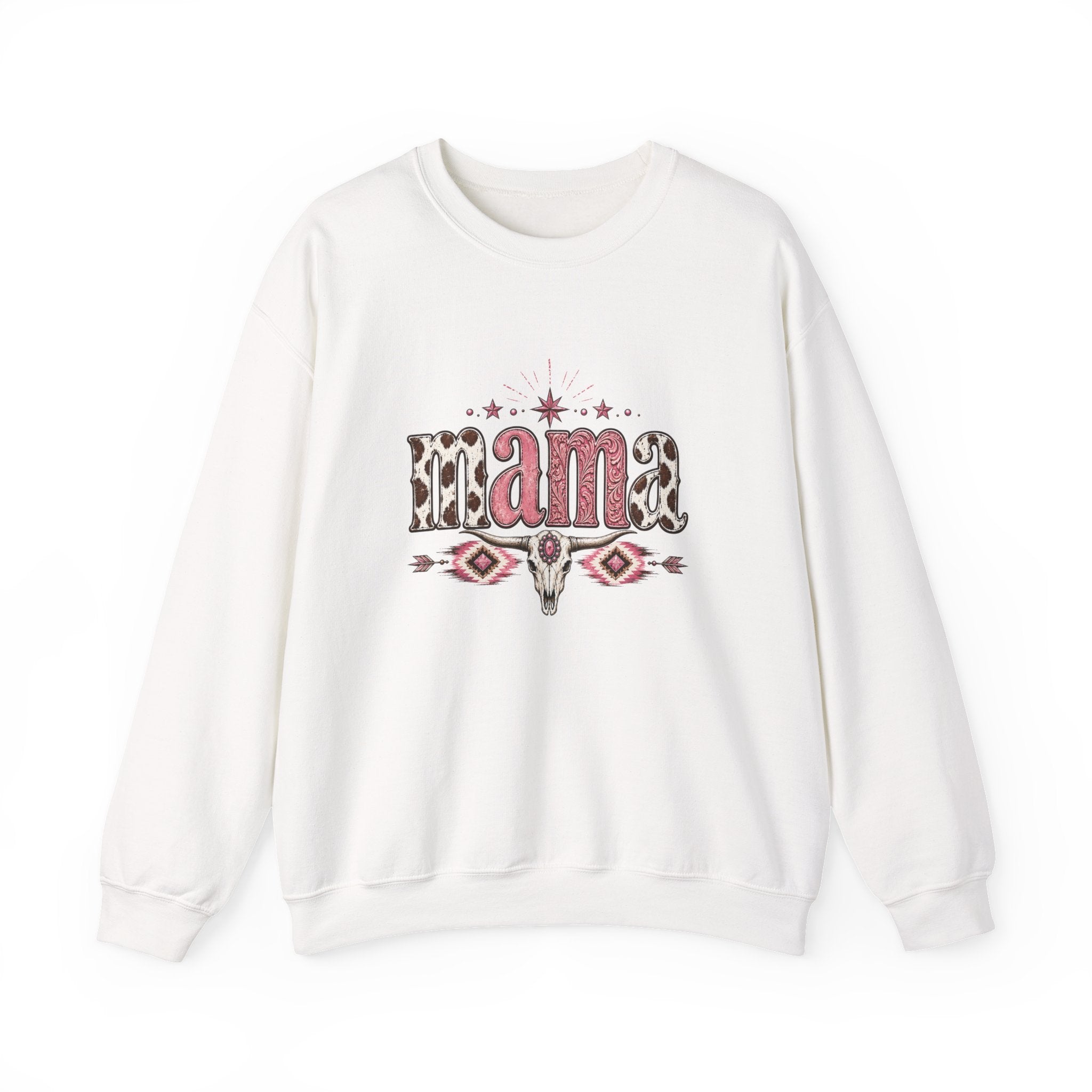 Mama southwestern skull sweatshirt | Boho cowhide lettering crewneck