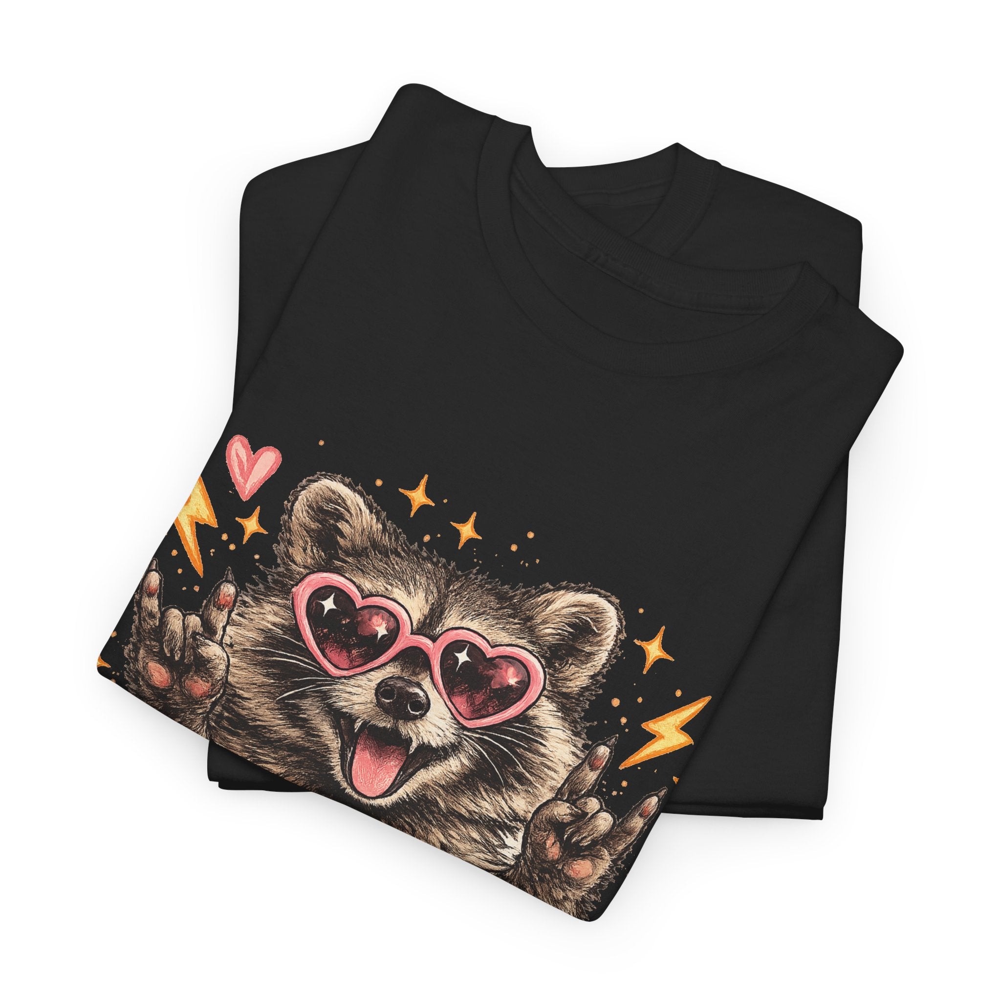 Raccoon Heart Sunglasses Tee — Cute Retro Animal Graphic T-Shirt