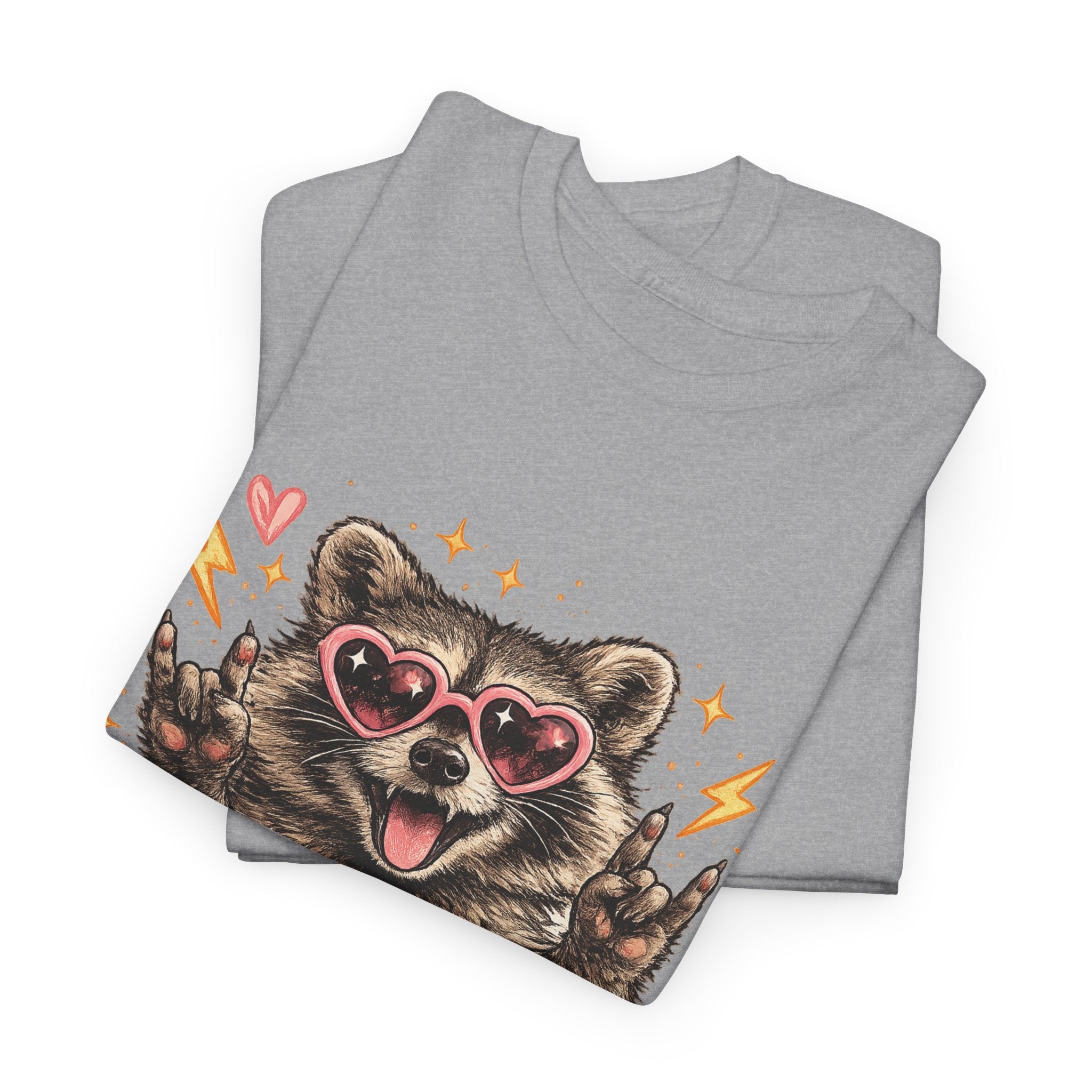 Raccoon Heart Sunglasses Tee — Cute Retro Animal Graphic T-Shirt