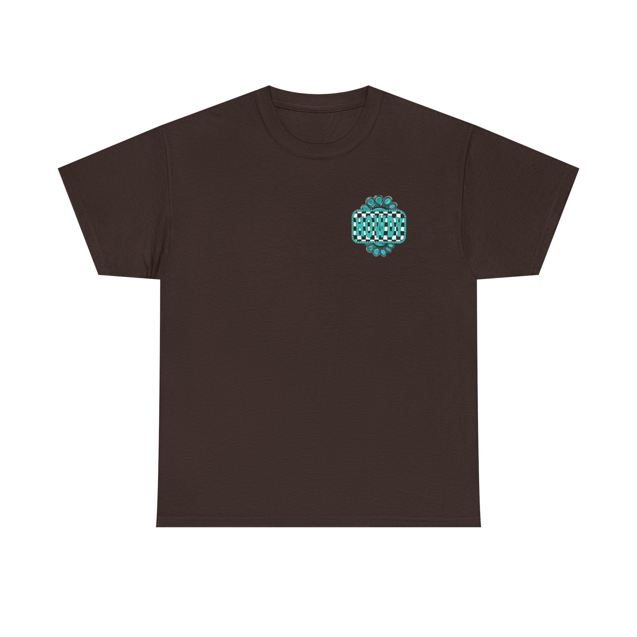 Howdy Checkerboard T-Shirt | Southwestern Turquoise Graphic