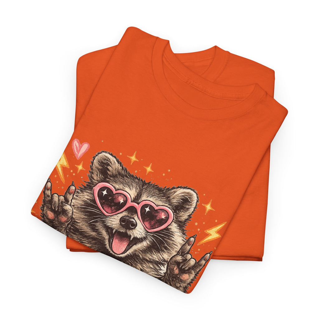 Raccoon Heart Sunglasses Tee — Cute Retro Animal Graphic T-Shirt
