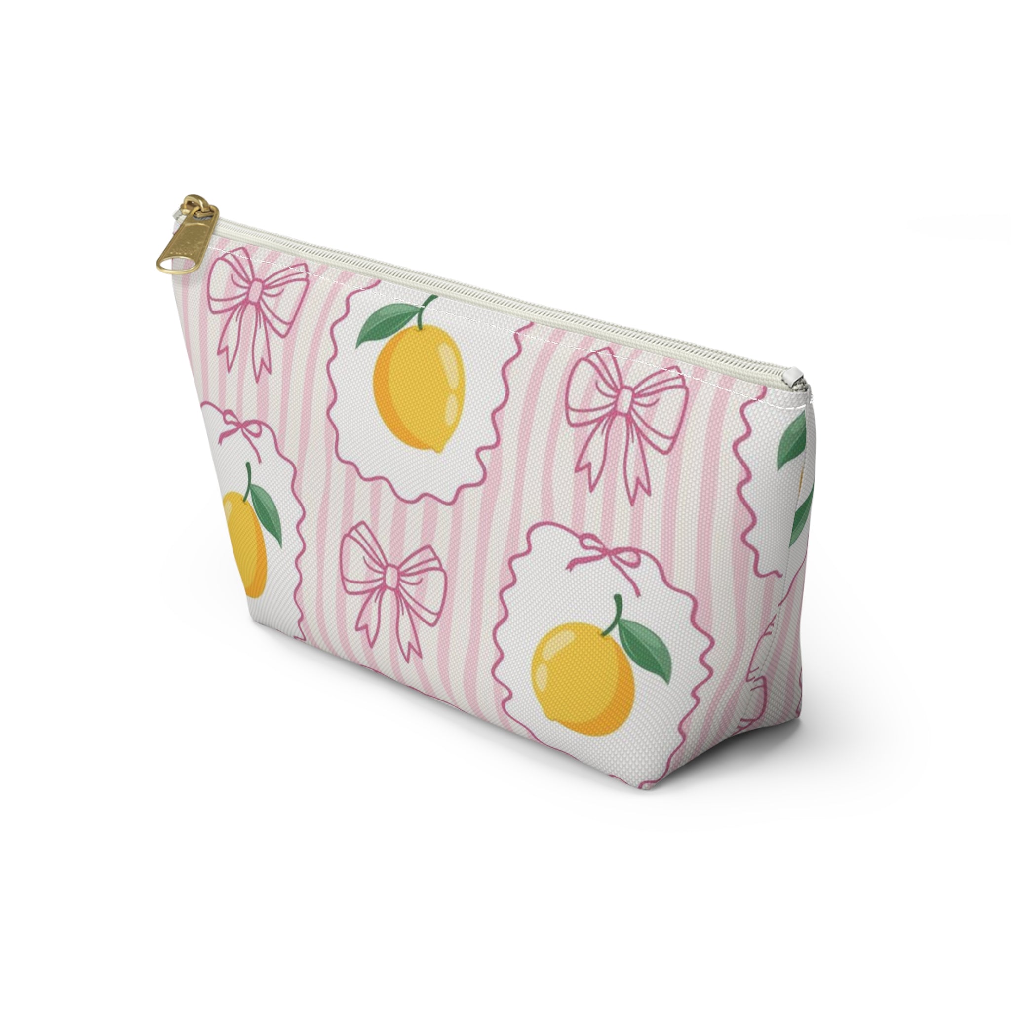 Lemon Bow Pattern Accessory Pouch | T-Bottom Cosmetic Bag
