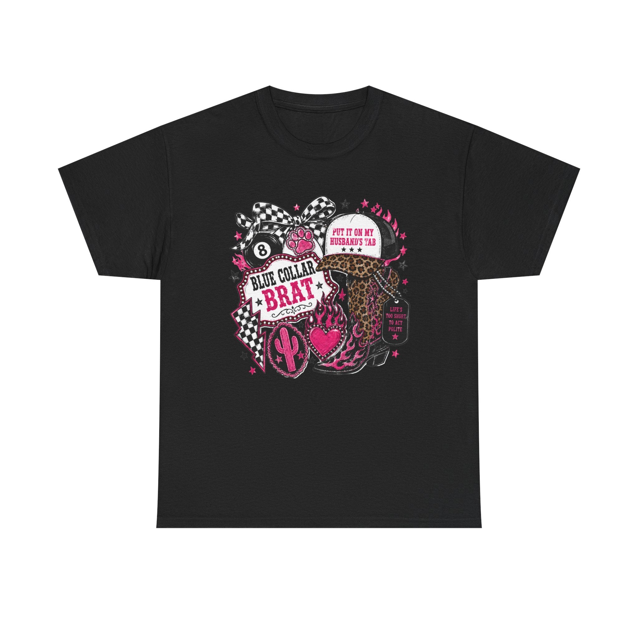 Blue Collar Brat Tee | Cowgirl Boots, Bandana, Leopard Print, Heart Graphic