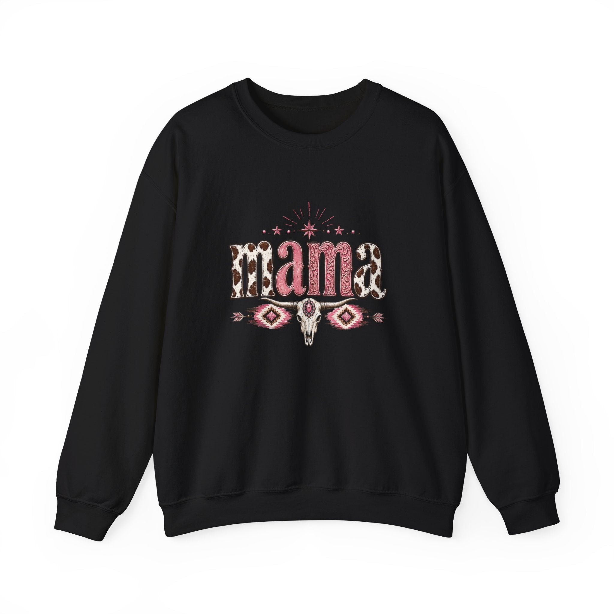 Mama southwestern skull sweatshirt | Boho cowhide lettering crewneck