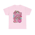 Girly pop Leopard Cowboy Boots Graphic Tee — Pink Cowgirl Design