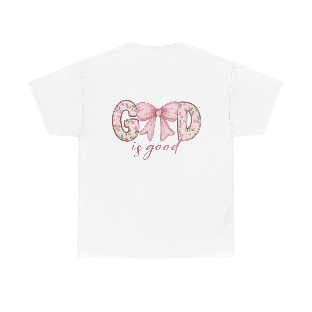 God Is Good Floral Tee — Pink Bow Christian Faith T-Shirt