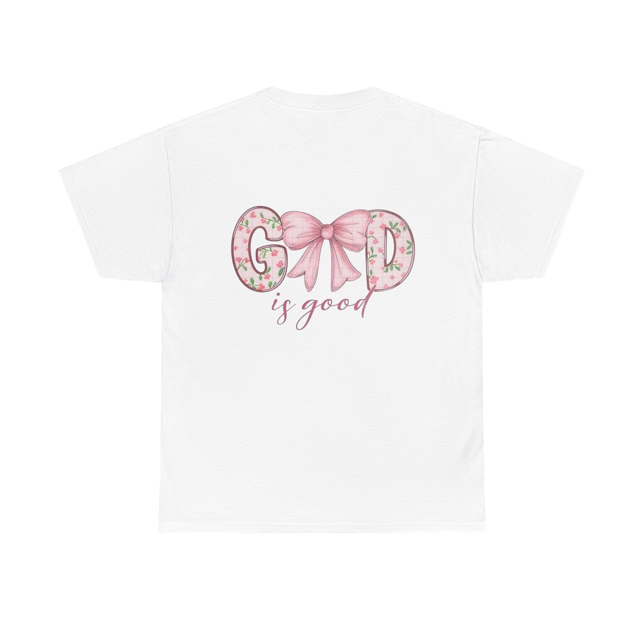 God Is Good Floral Tee — Pink Bow Christian Faith T-Shirt