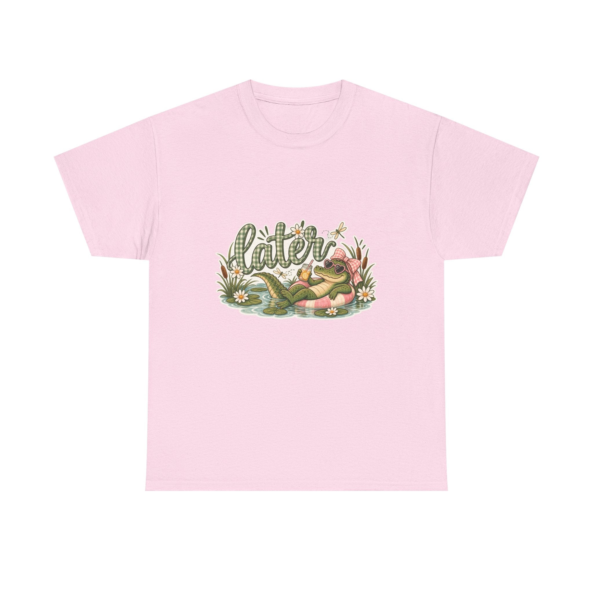 Later Gator Graphic Tee | Relaxing Alligator Illustration, Floral Nature Design