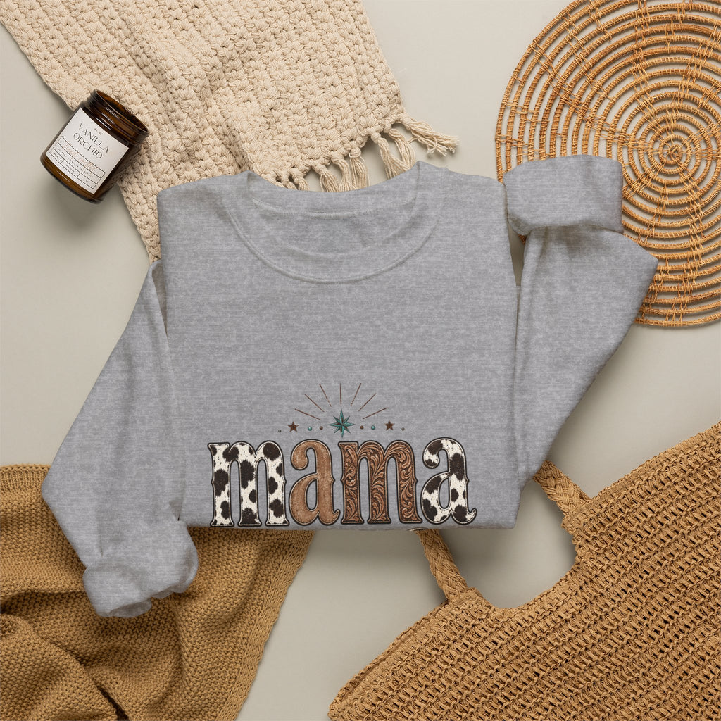 Mama Southwestern Skull sweatshirt | Cowhide Lettering, Turquoise Accents