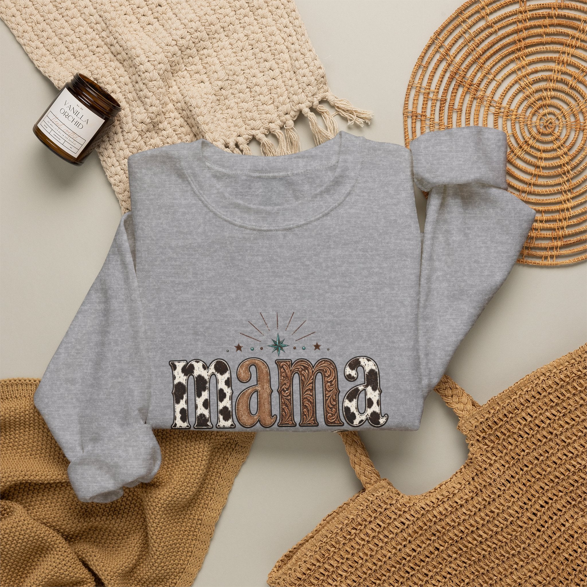 Mama Southwestern Skull sweatshirt | Cowhide Lettering, Turquoise Accents
