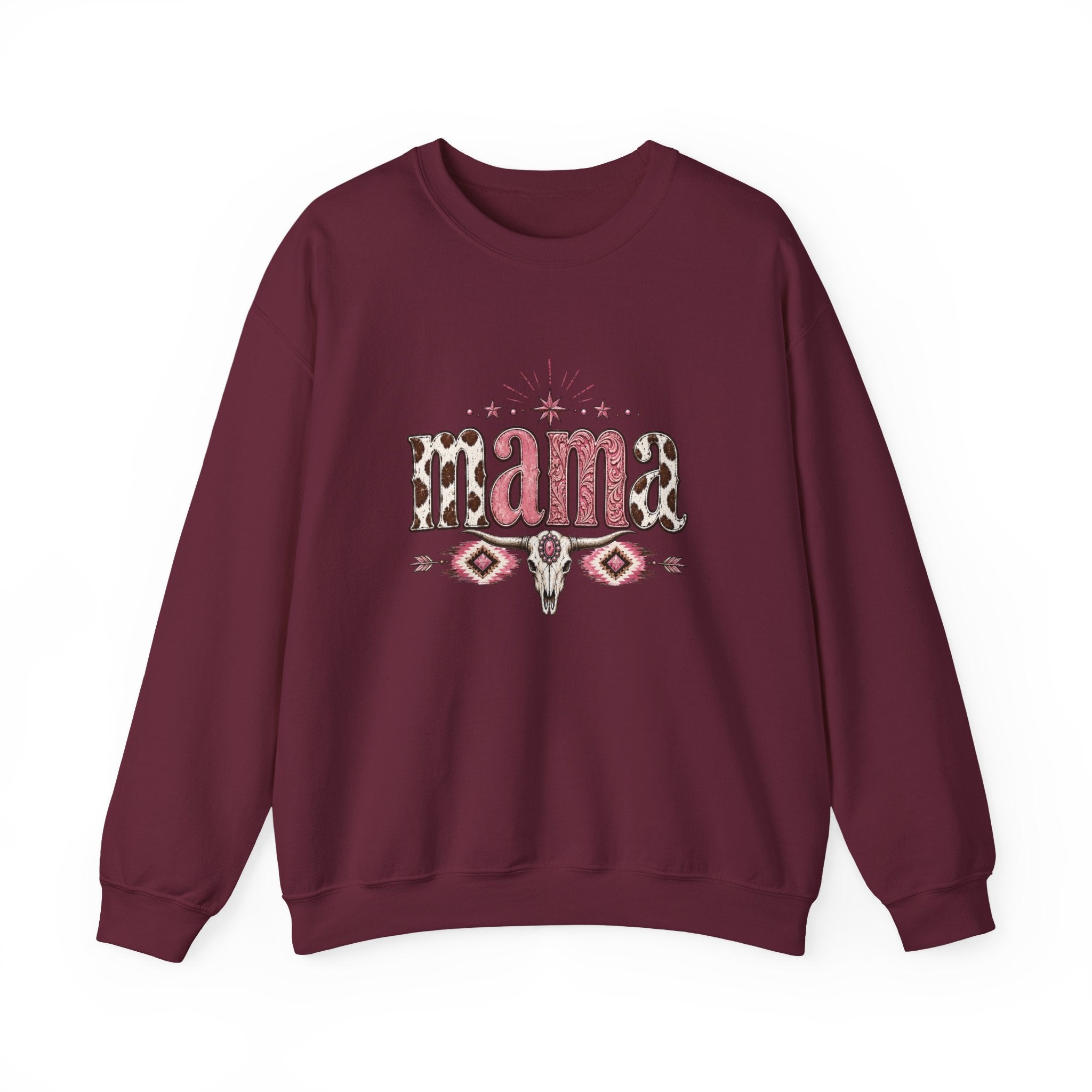 Mama southwestern skull sweatshirt | Boho cowhide lettering crewneck