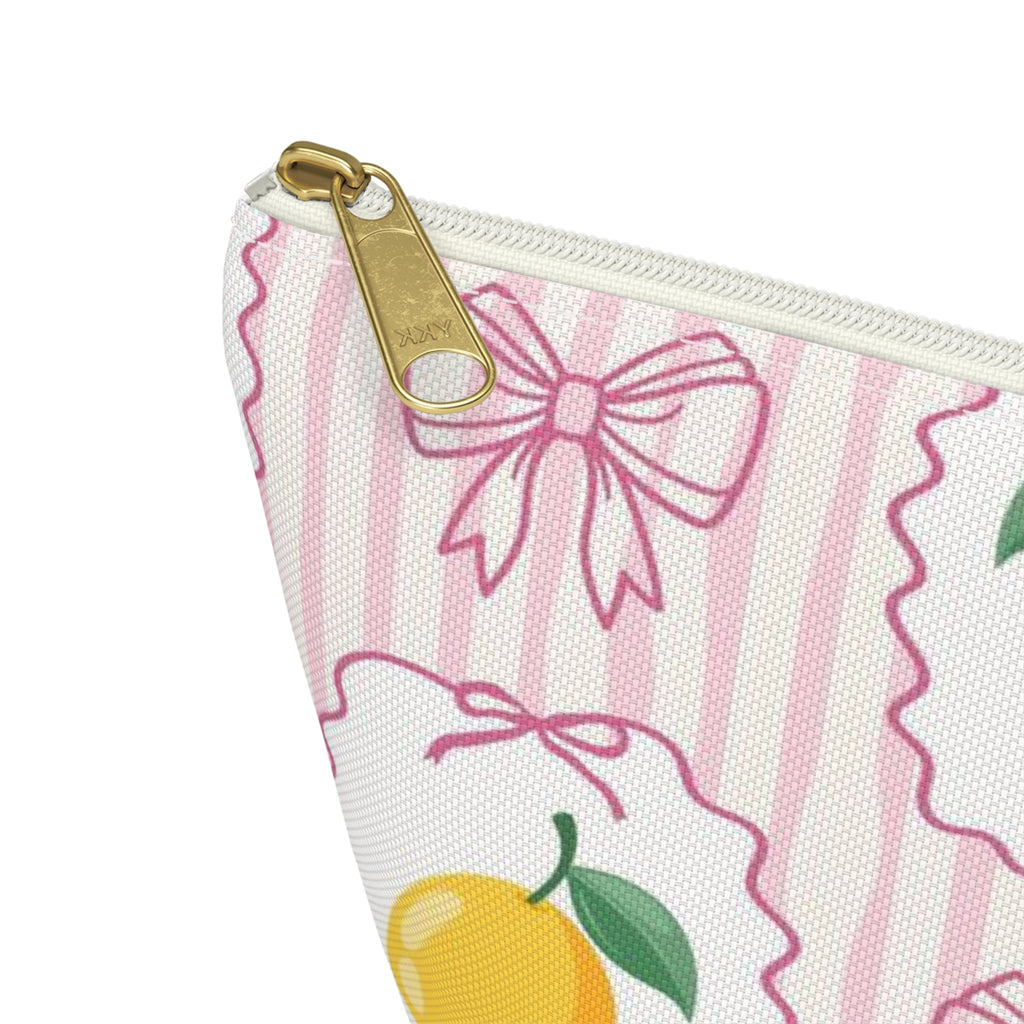 Lemon Bow Pattern Accessory Pouch | T-Bottom Cosmetic Bag