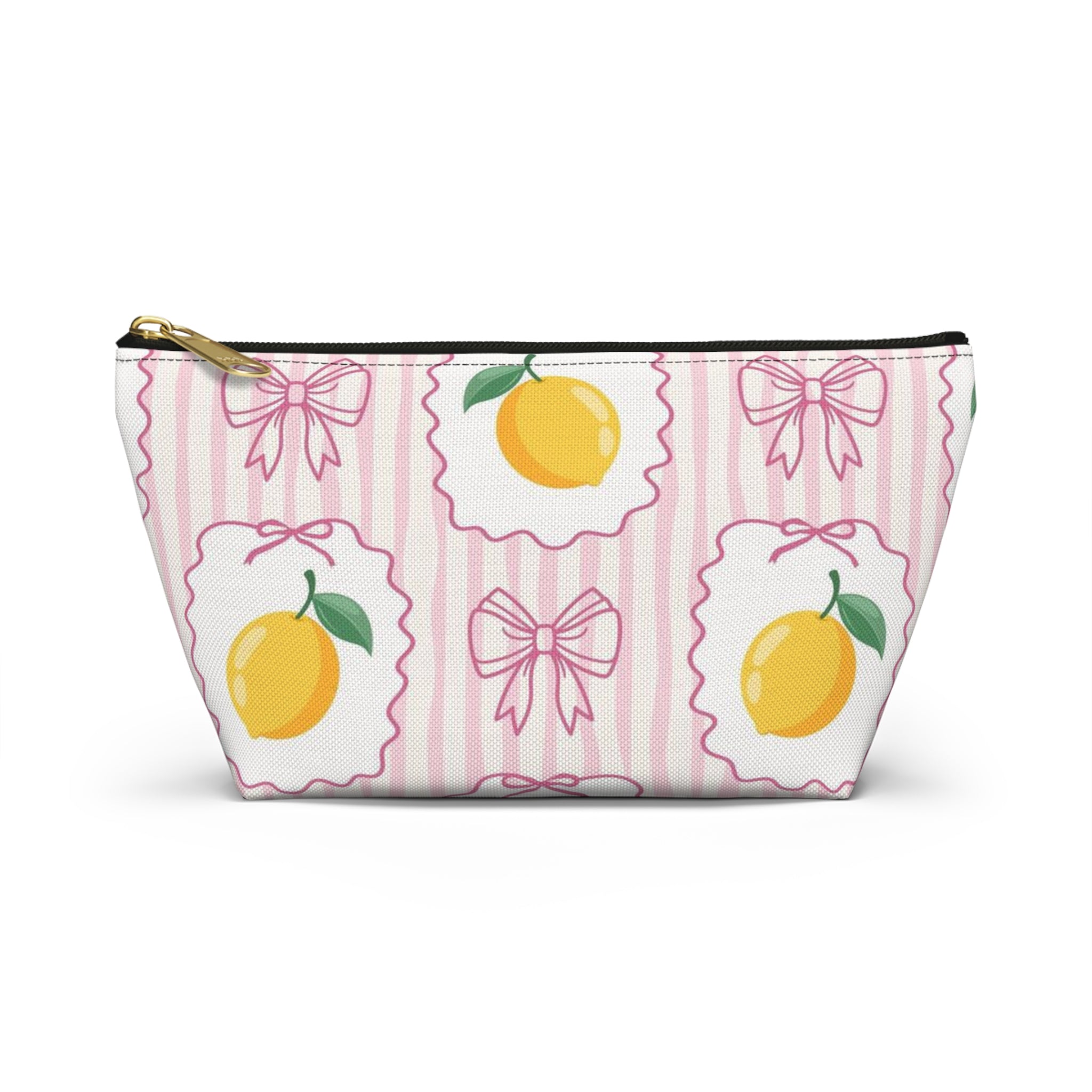 Lemon Bow Pattern Accessory Pouch | T-Bottom Cosmetic Bag