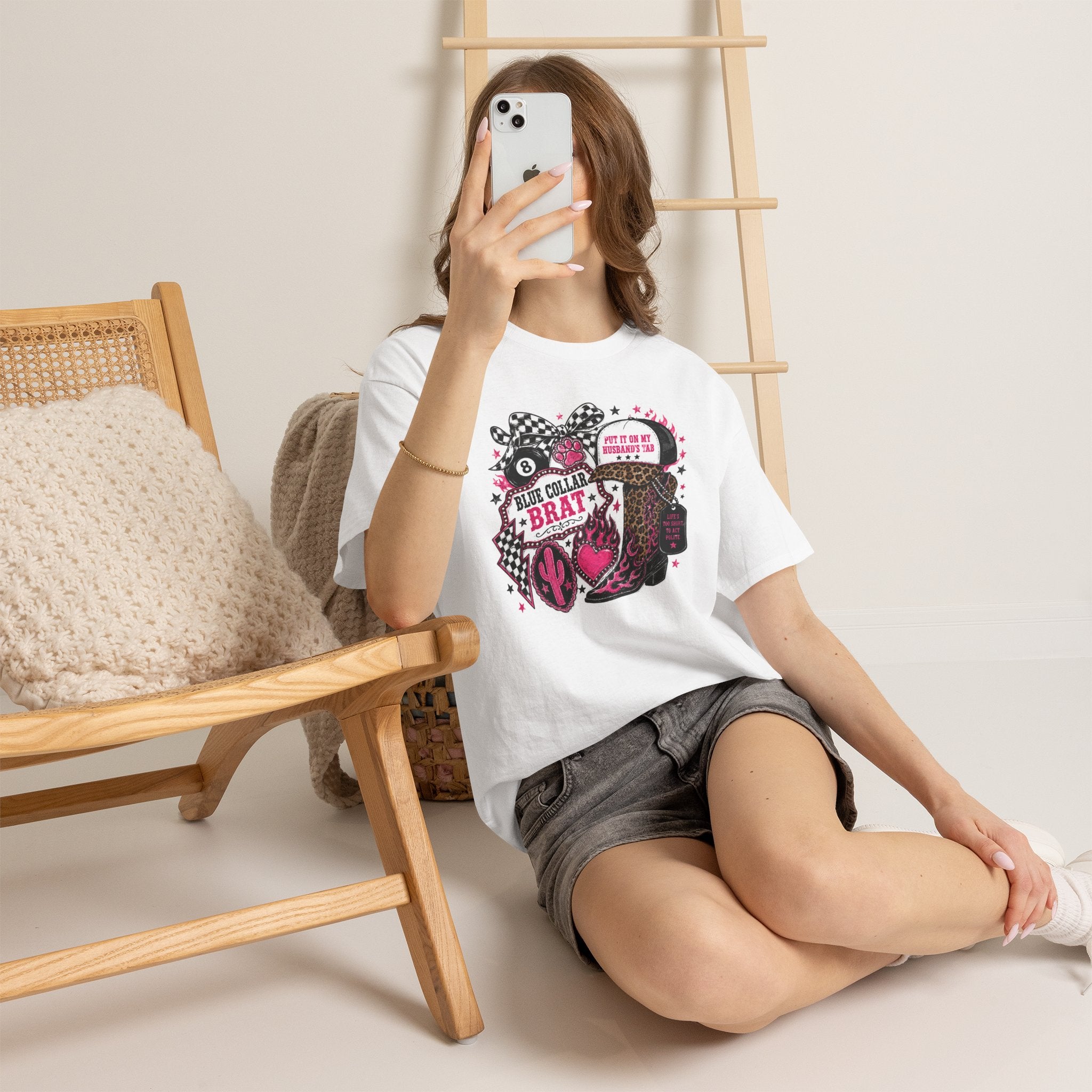 Blue Collar Brat Tee | Cowgirl Boots, Bandana, Leopard Print, Heart Graphic