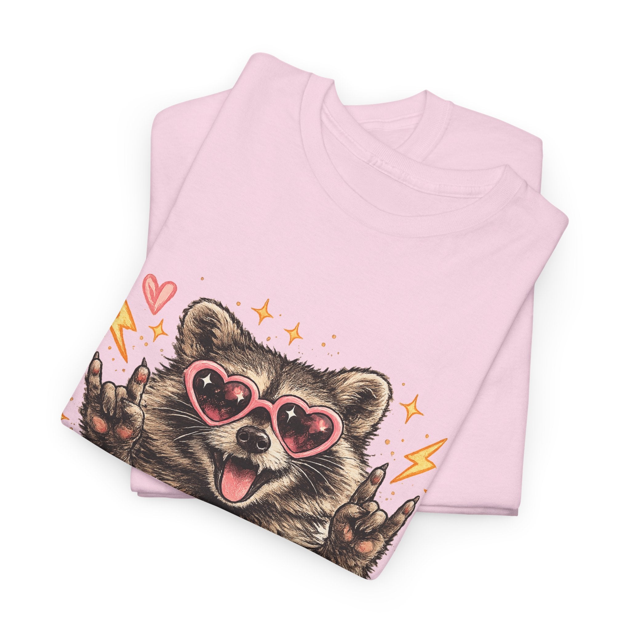 Raccoon Heart Sunglasses Tee — Cute Retro Animal Graphic T-Shirt