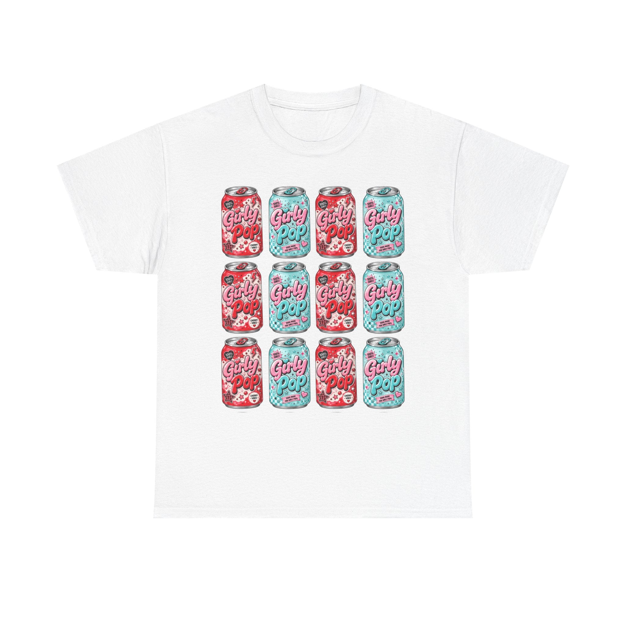Girly Pop Soda Cans T-Shirt | Retro Soda Can Pattern