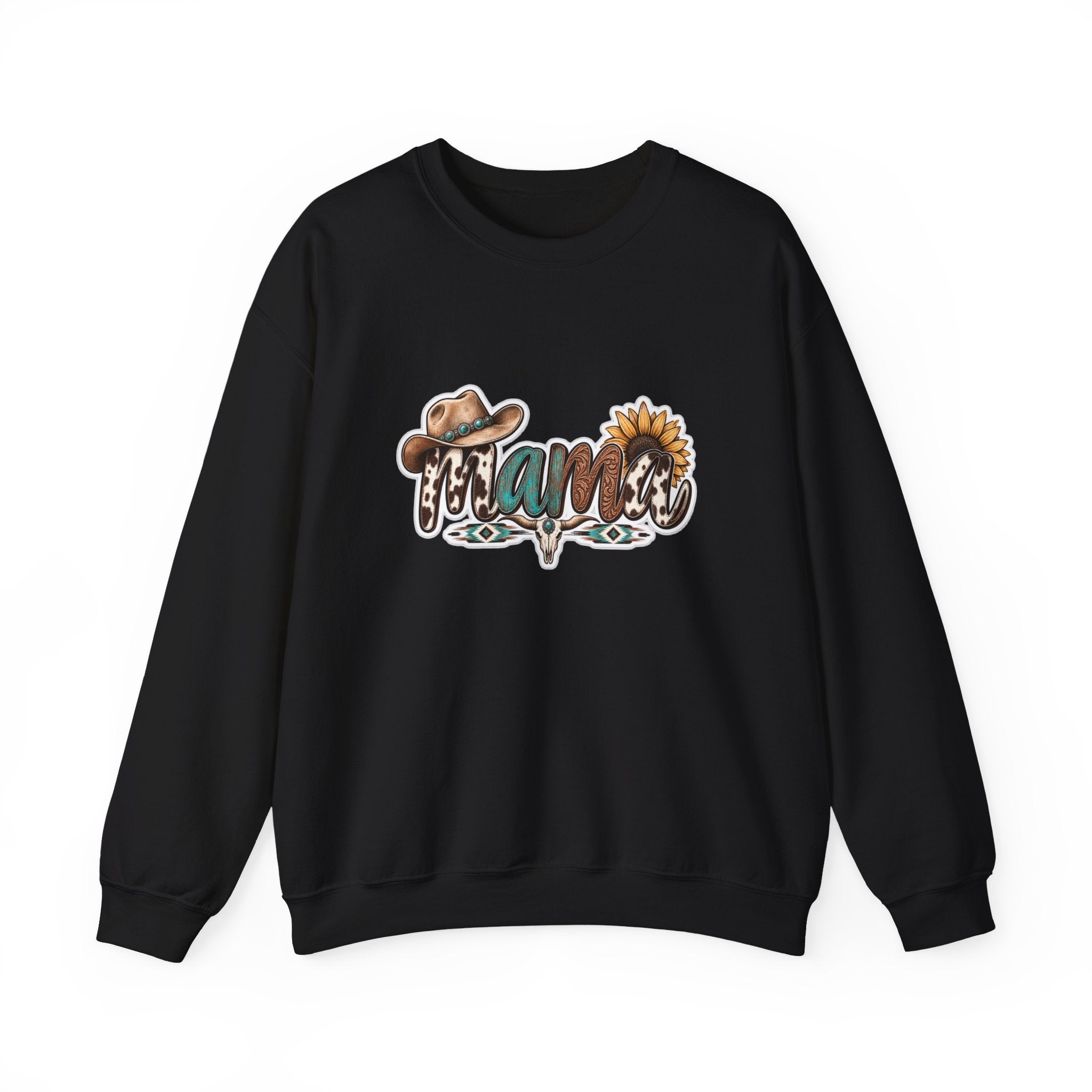 Mama Western script with cowboy hat and sunflower Sweatshirt | Southwestern ranch style