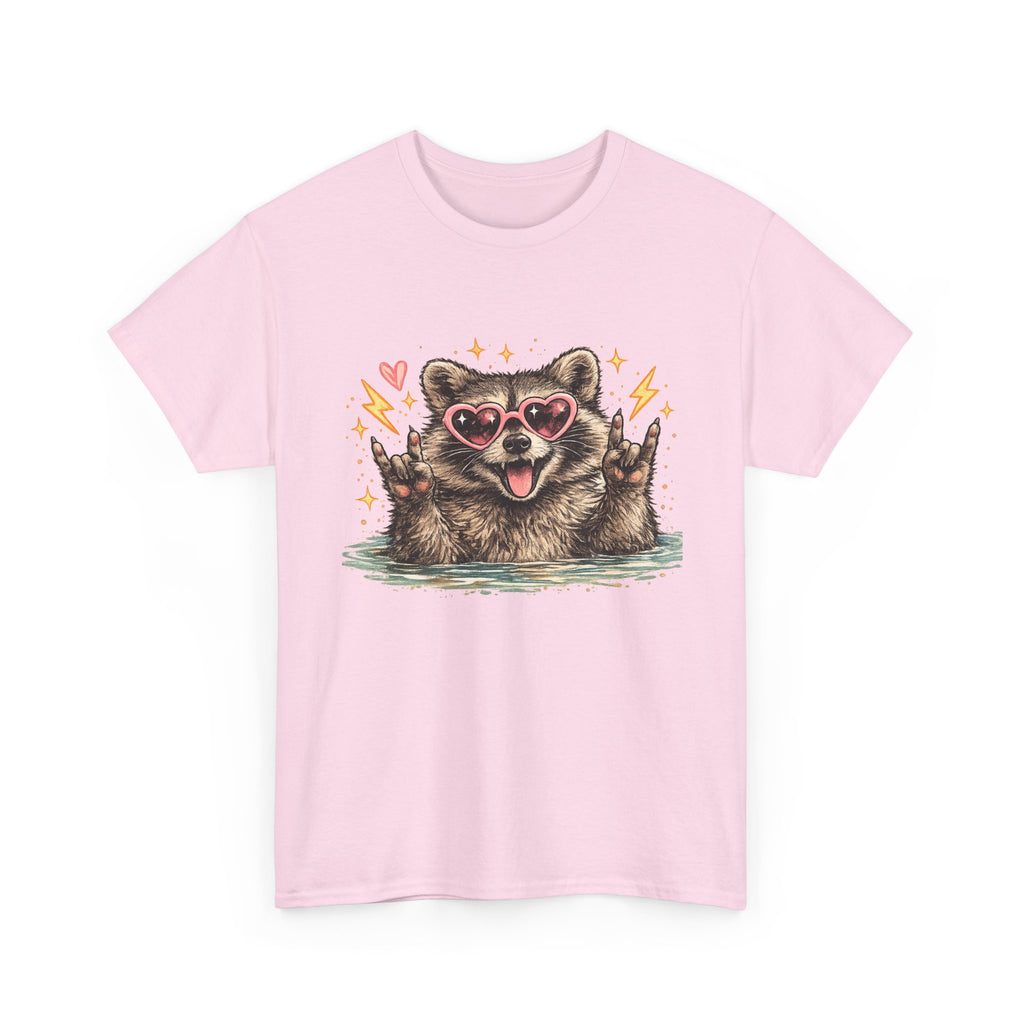 Raccoon Heart Sunglasses Tee — Cute Retro Animal Graphic T-Shirt