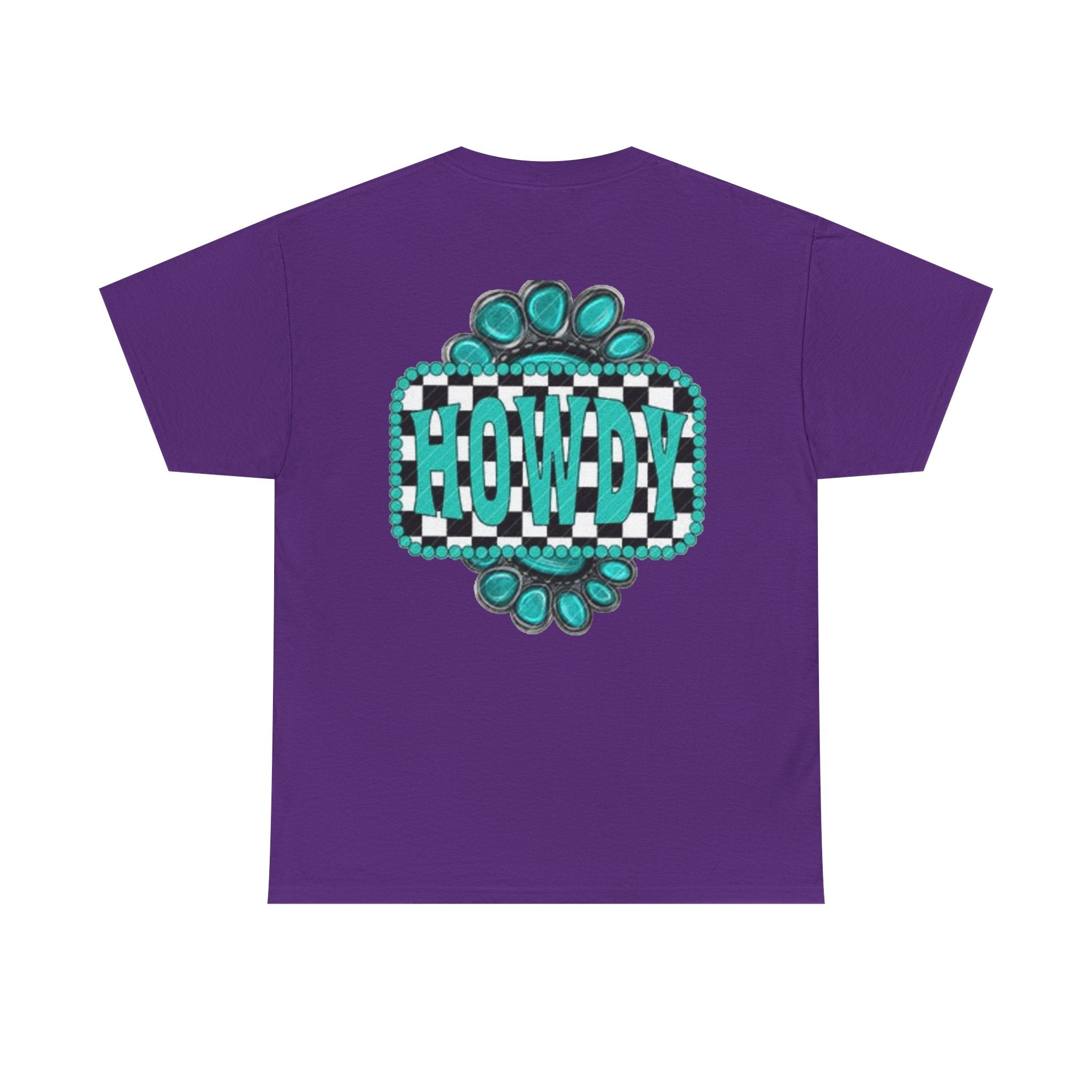 Howdy Checkerboard T-Shirt | Southwestern Turquoise Graphic
