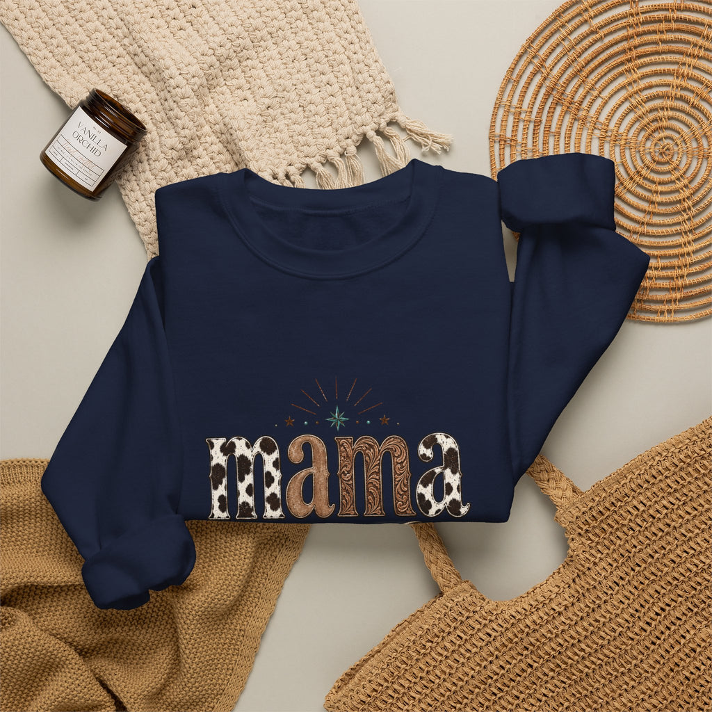 Mama Southwestern Skull sweatshirt | Cowhide Lettering, Turquoise Accents