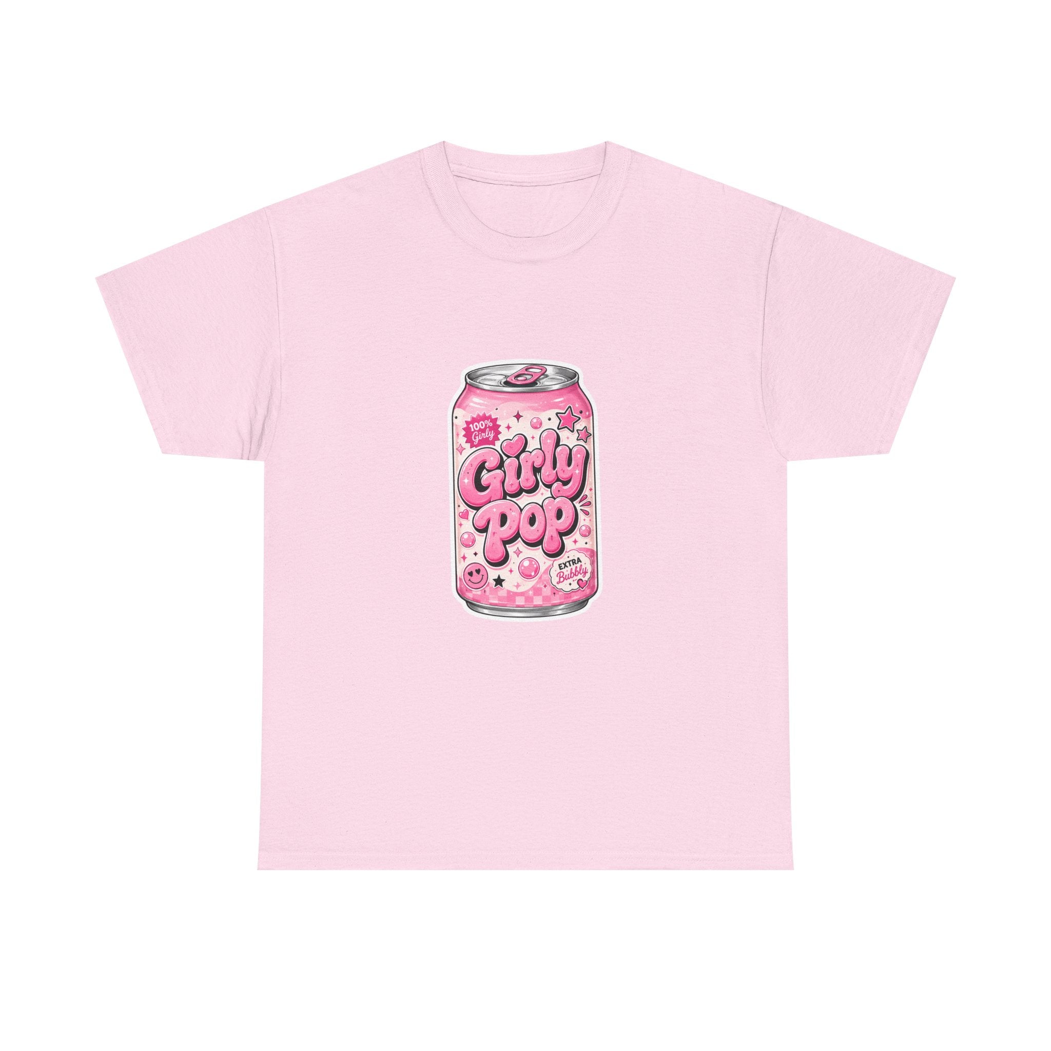 Girly Pop Soda Can T-Shirt | Pink Retro Bubble Drink Illustration
