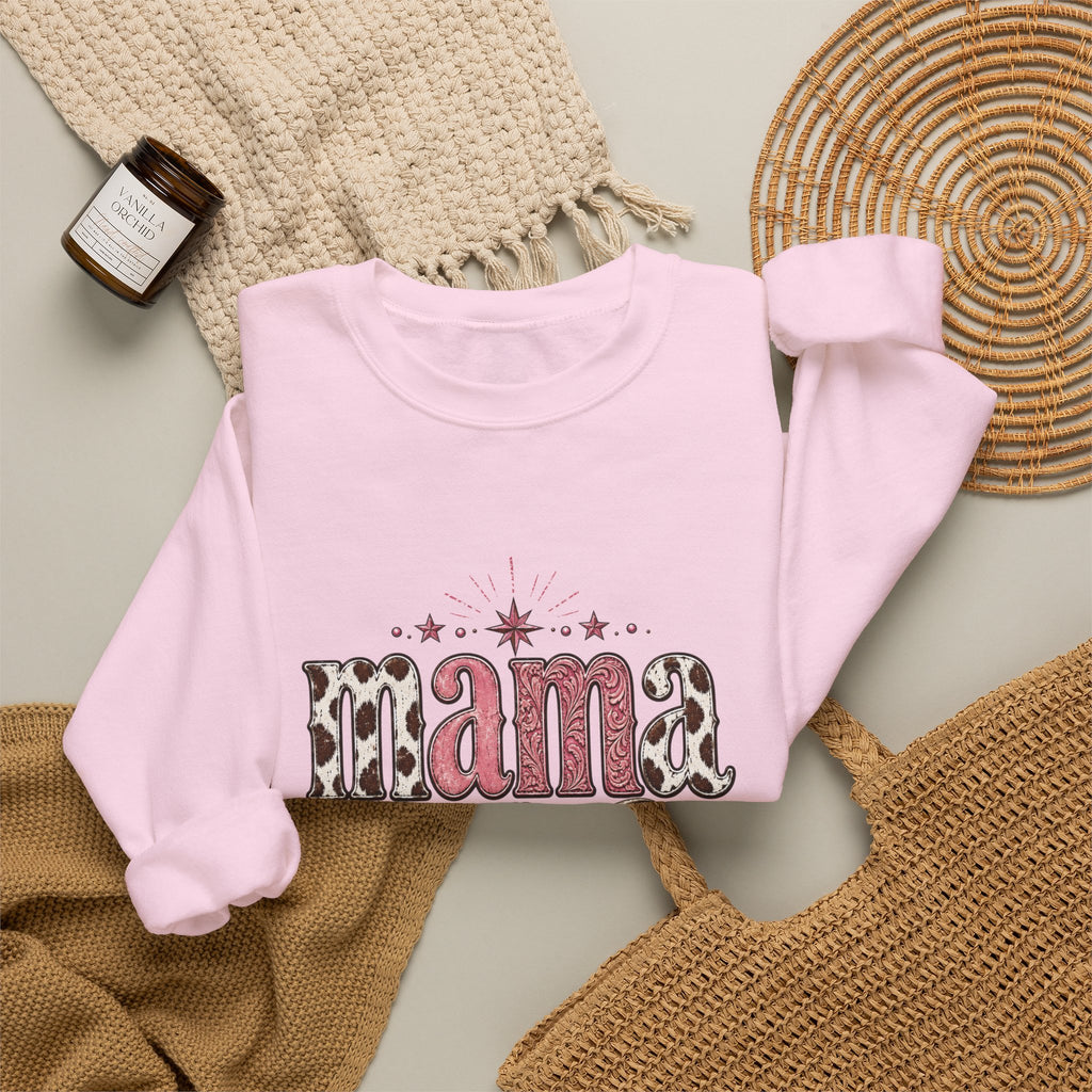 Mama southwestern skull sweatshirt | Boho cowhide lettering crewneck