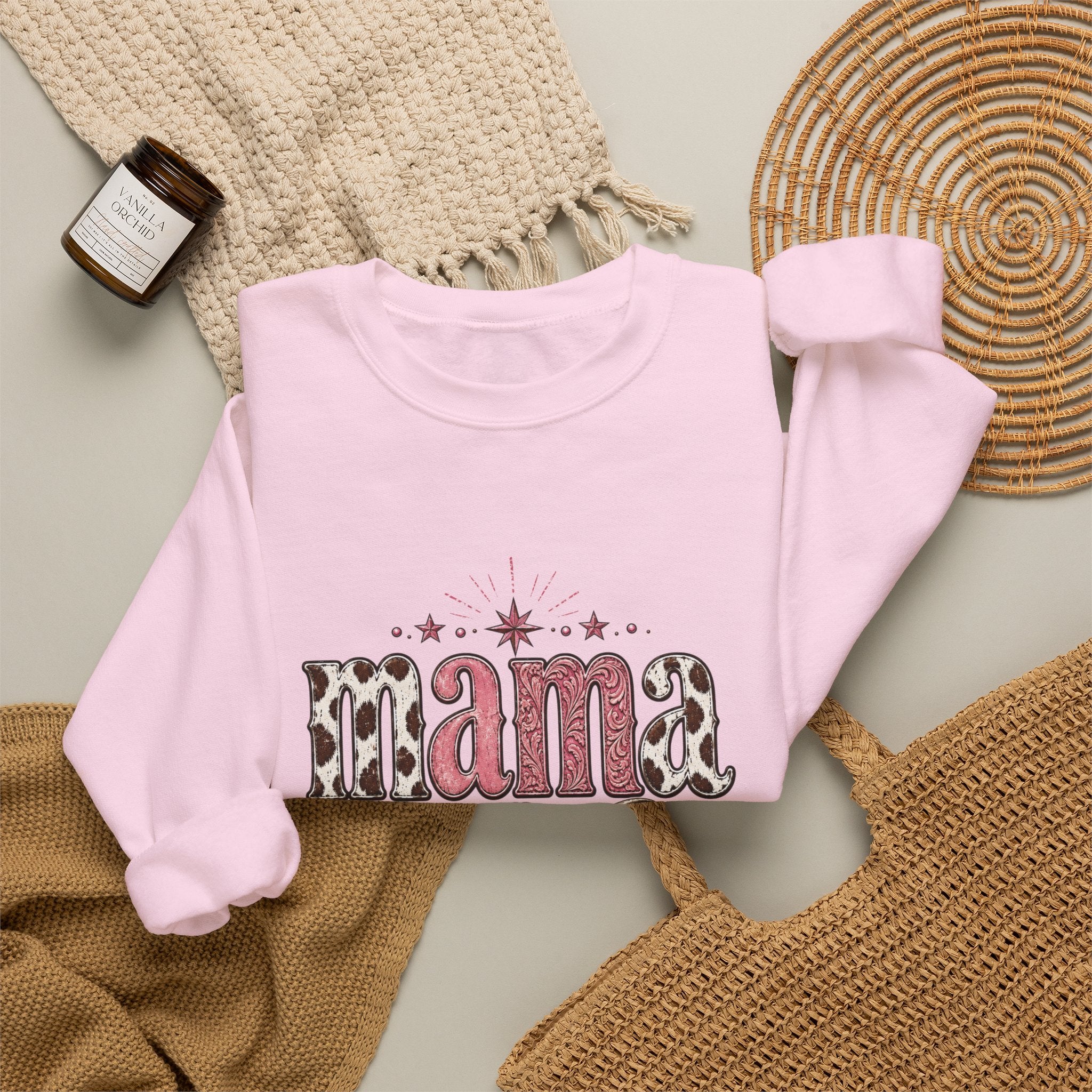 Mama southwestern skull sweatshirt | Boho cowhide lettering crewneck