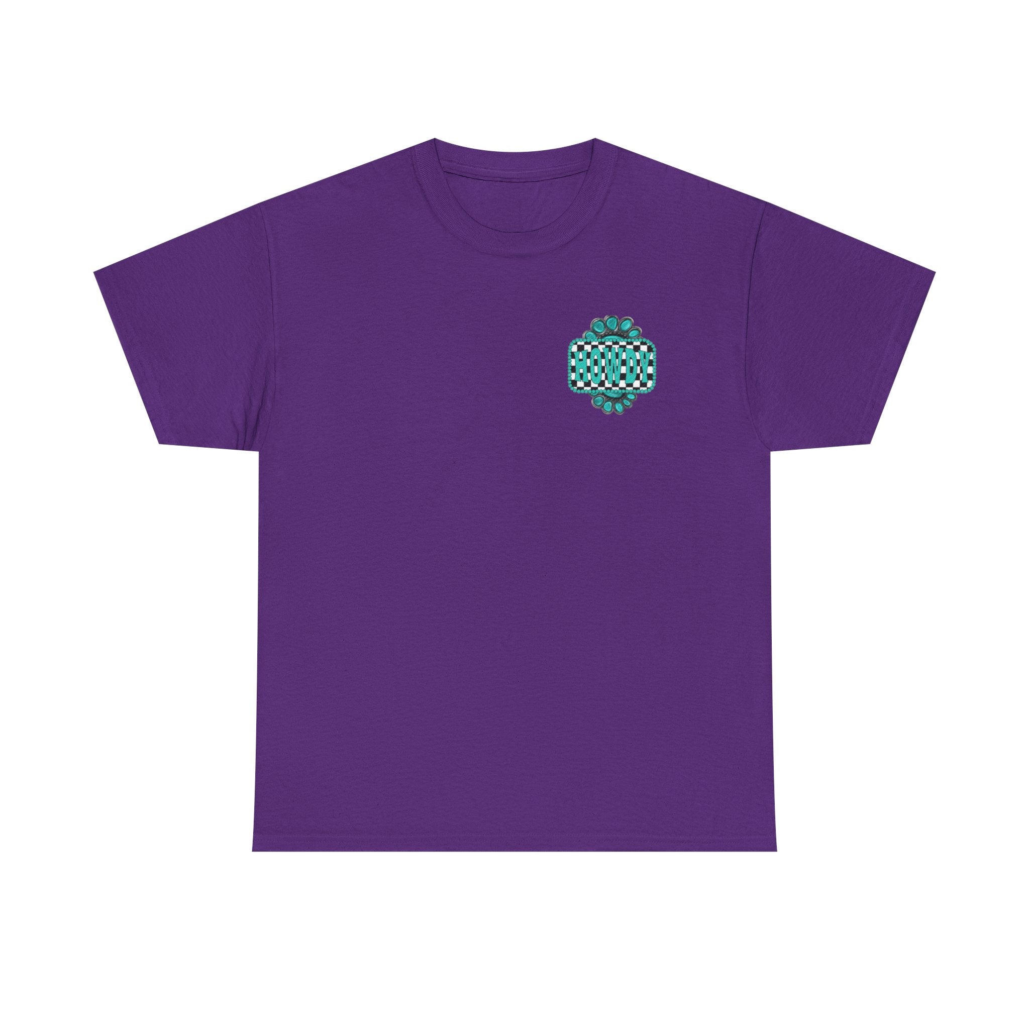 Howdy Checkerboard T-Shirt | Southwestern Turquoise Graphic