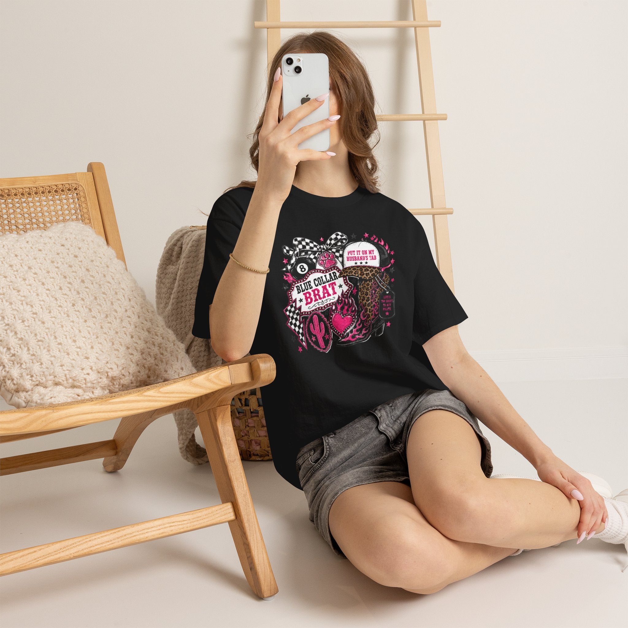 Blue Collar Brat Tee | Cowgirl Boots, Bandana, Leopard Print, Heart Graphic