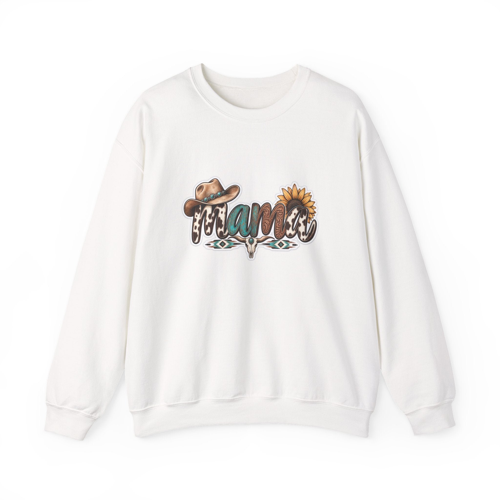 Mama Western script with cowboy hat and sunflower Sweatshirt | Southwestern ranch style