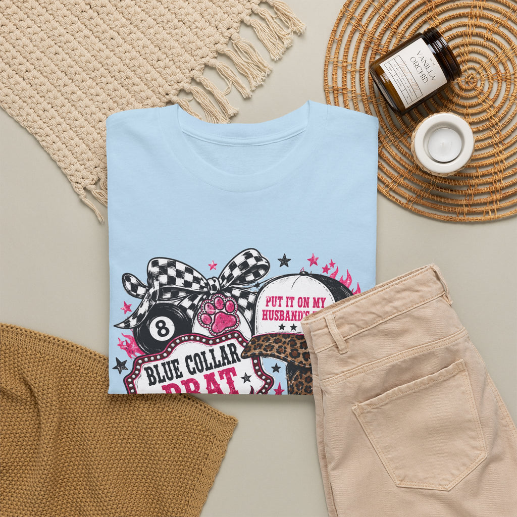 Blue Collar Brat Tee | Cowgirl Boots, Bandana, Leopard Print, Heart Graphic