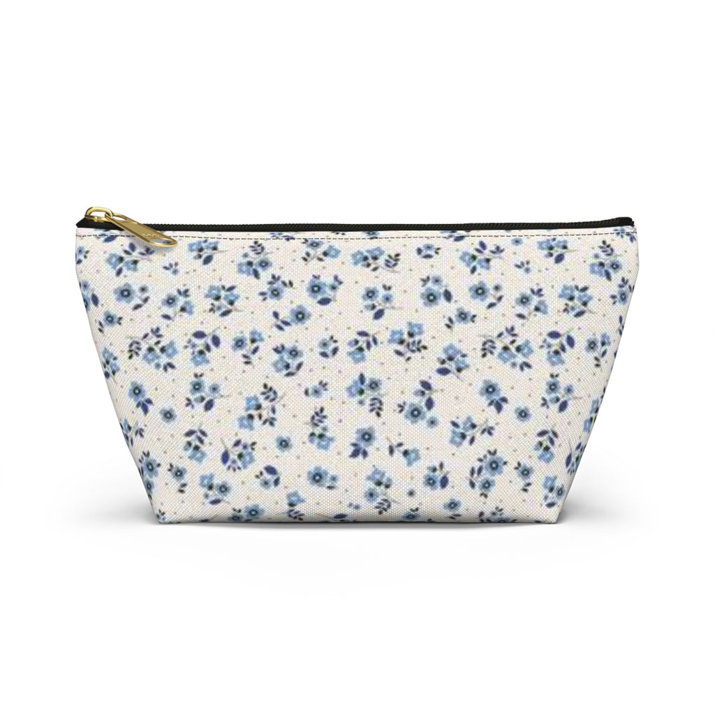 Blue Floral Pattern Accessory Pouch