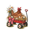 Chicken in red wagon