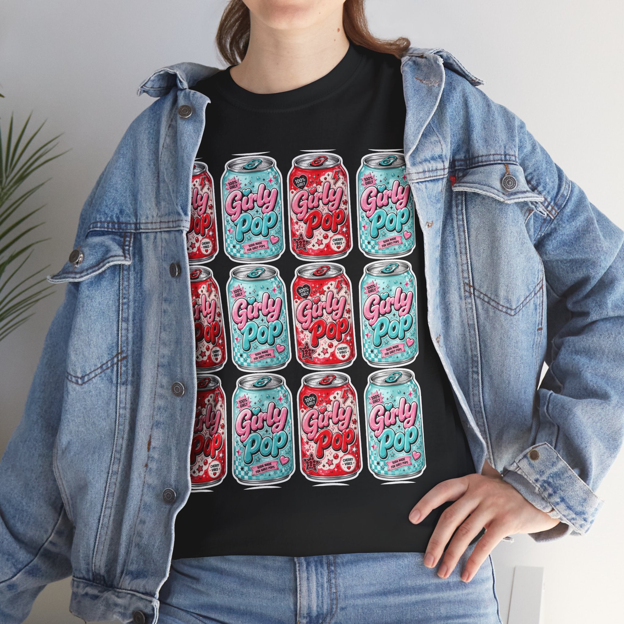 Girly Pop Soda Cans T-Shirt | Retro Soda Can Pattern